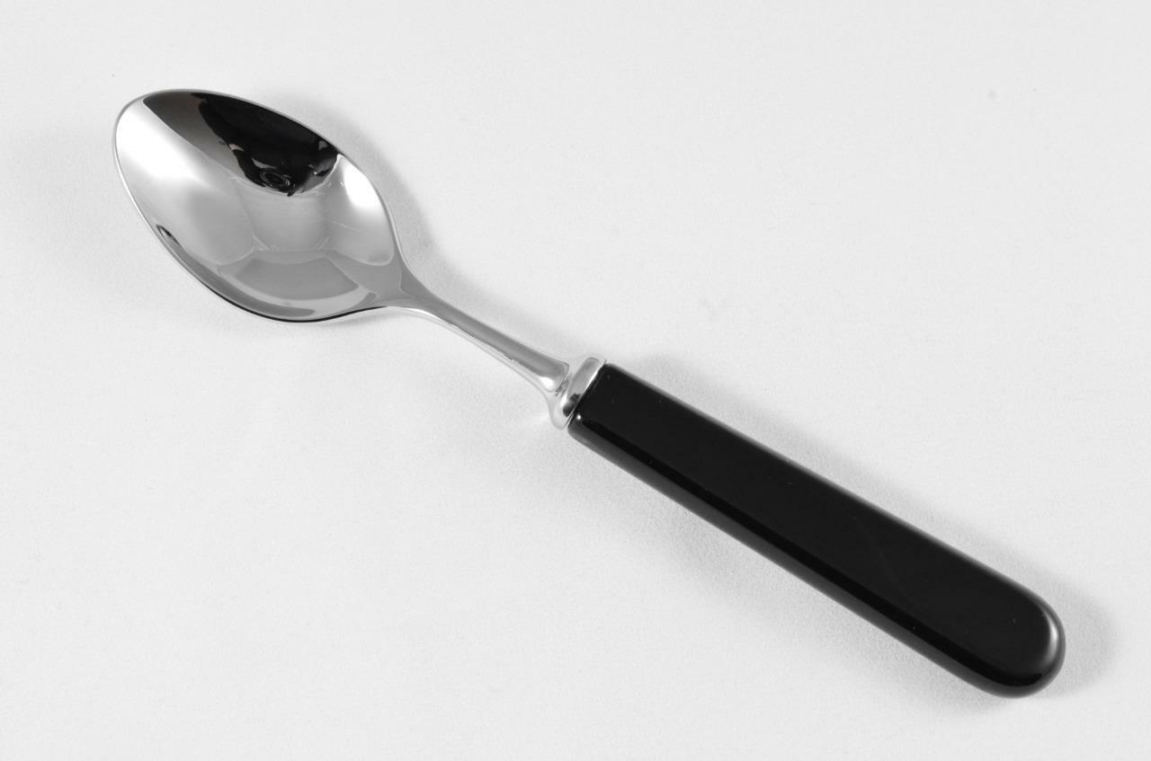 Brand New Genuine Black Handle Tea Spoon Mirrored Finish Made In Sheffield