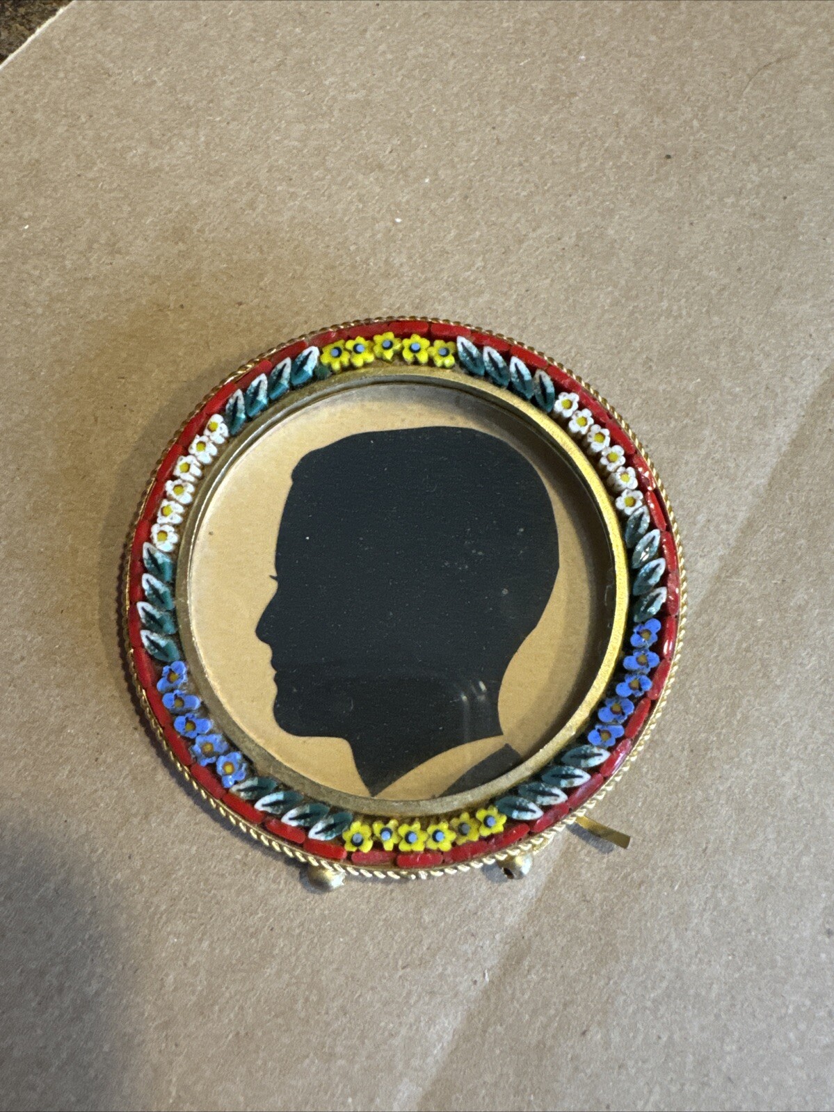 Antique Micro Round Picture Frame Italy 2.5″ Has Marking ? Lord Taylor On Back