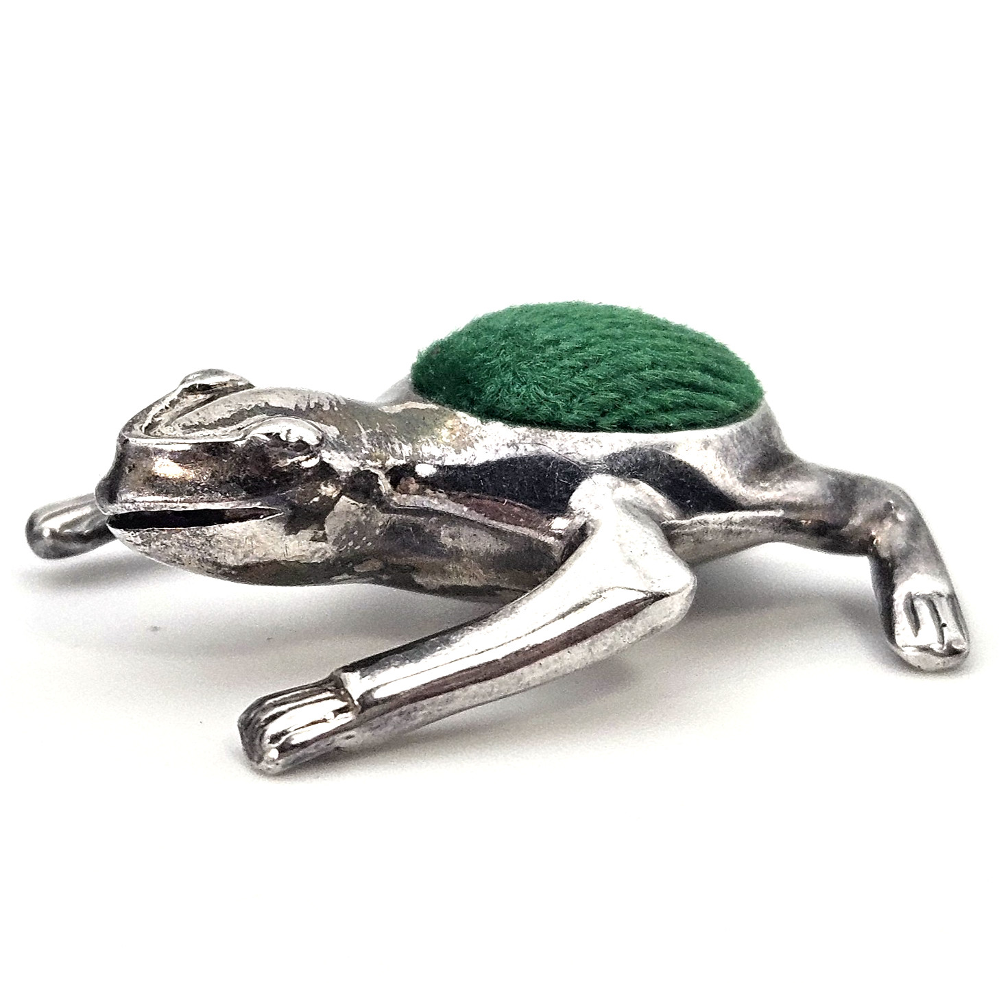 Antique 1912 Birmingham Sterling Silver Frog Pincushion Adie Norman