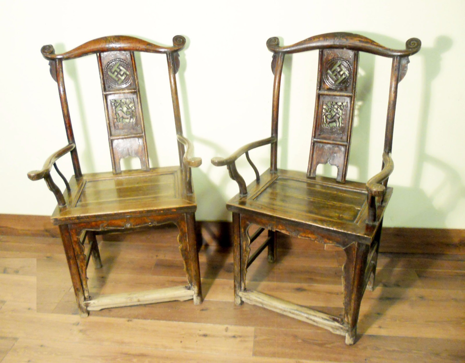 Antique Chinese High Back Arm Chairs (5799) (Pair), Circa 1800-1849