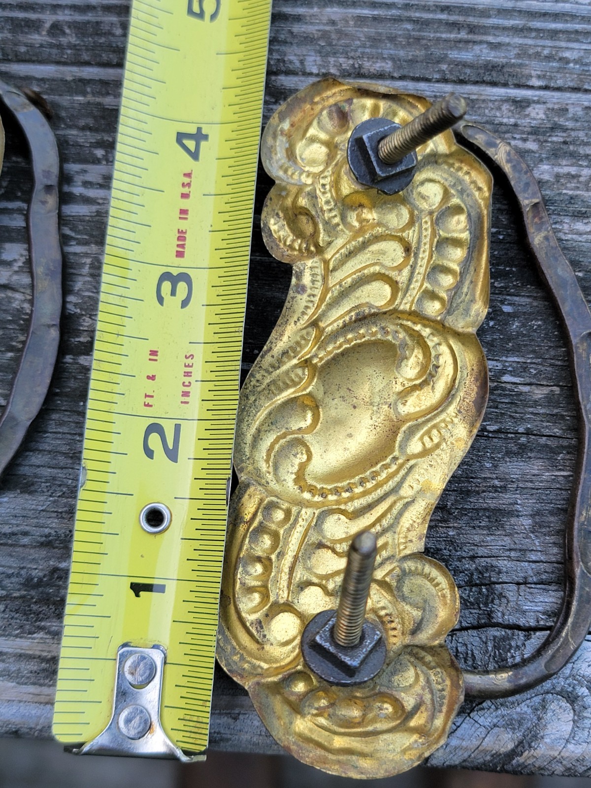 Partial Vintage Set 5 Light Thin Stamped Antique Drawer Pulls Handles