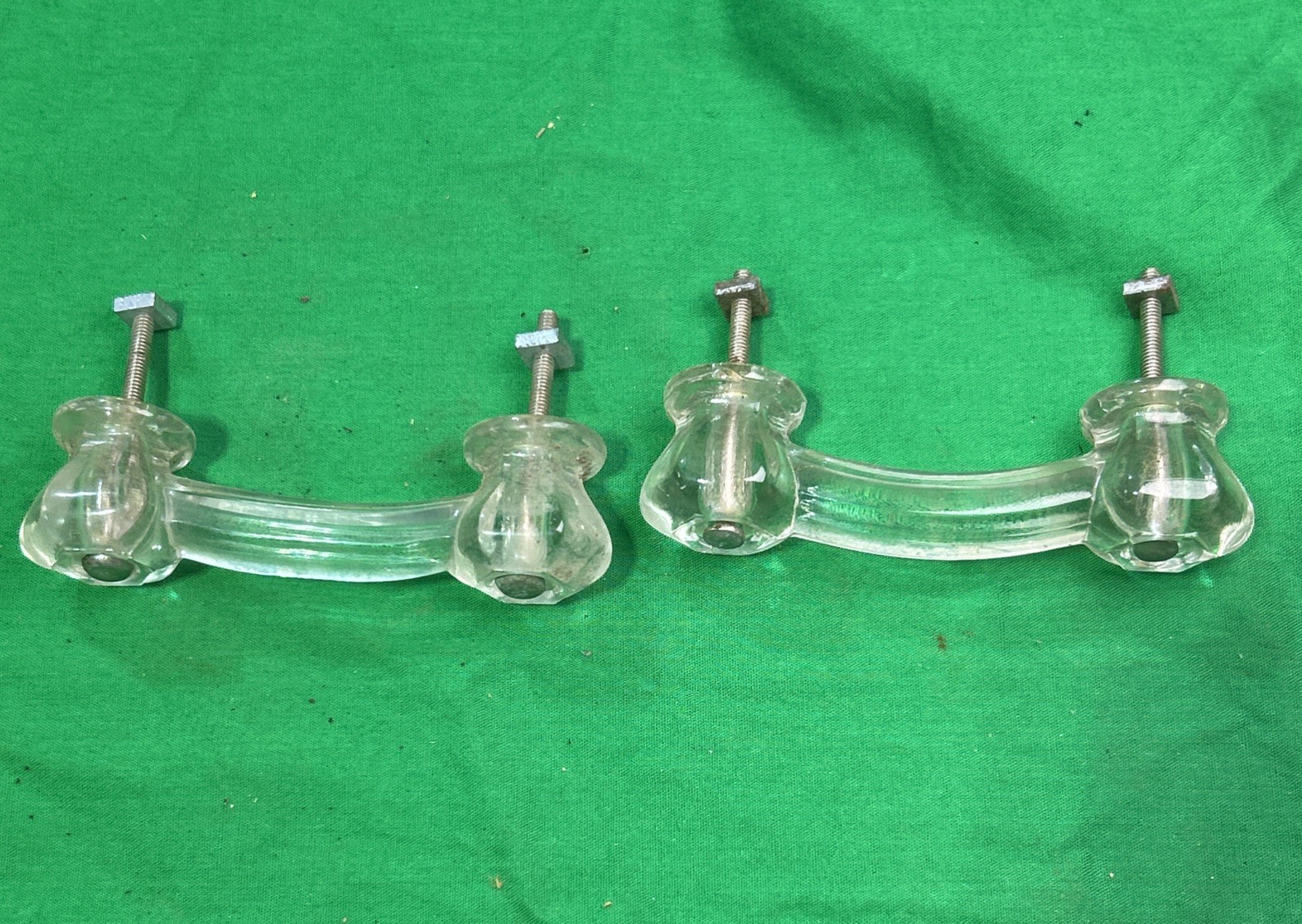Vintage Clear Glass Curved Cabinet Furnitre Drawer Handle
