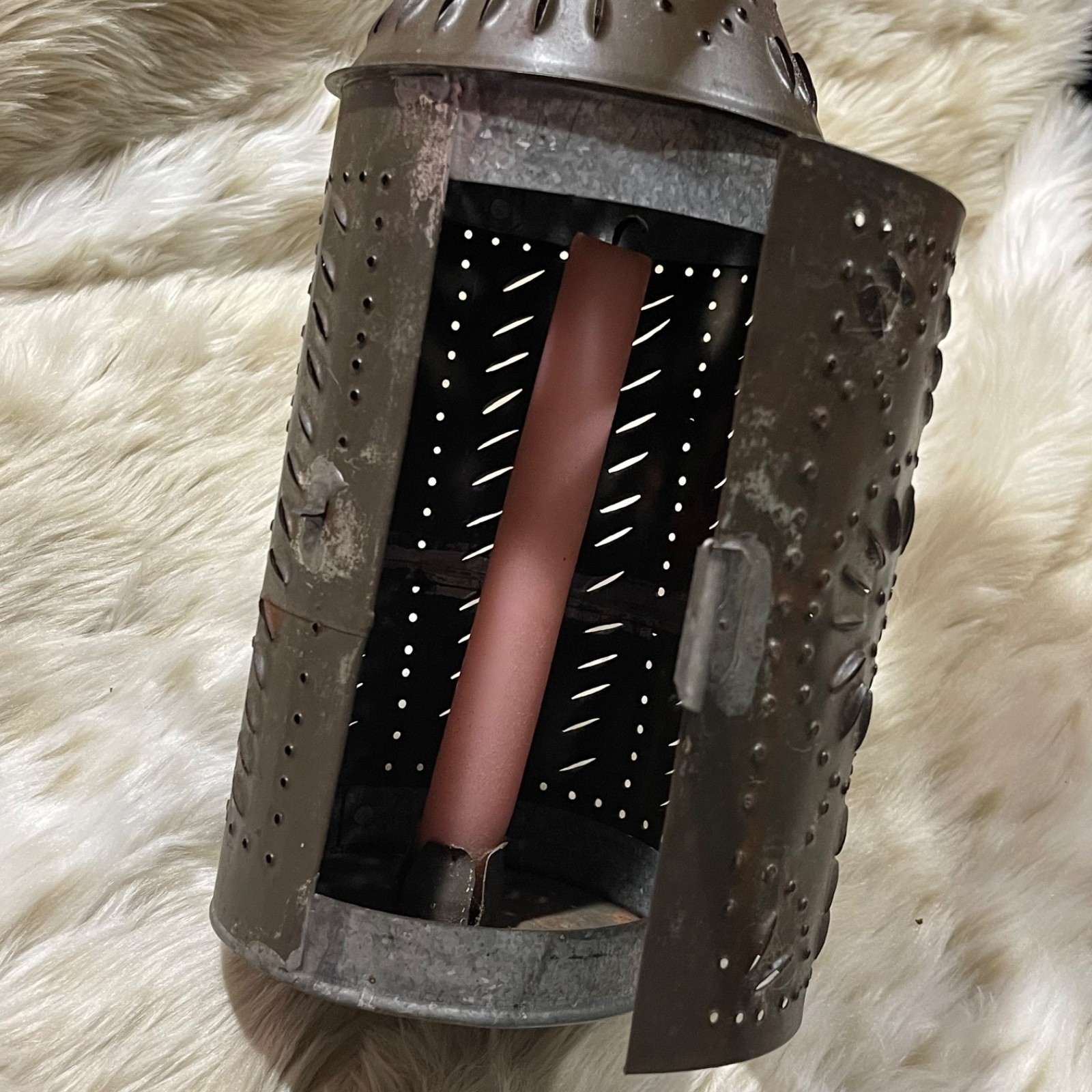 Primitive Punched Tin Lantern