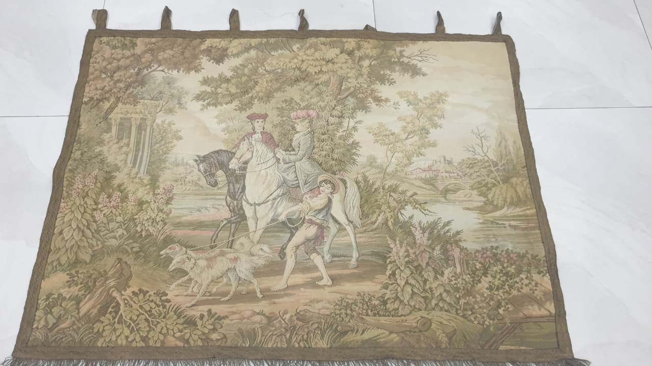 Vintage French Tapestry Medieval Pictorial Cozy Wall Decor Tapestry 2×3 ft