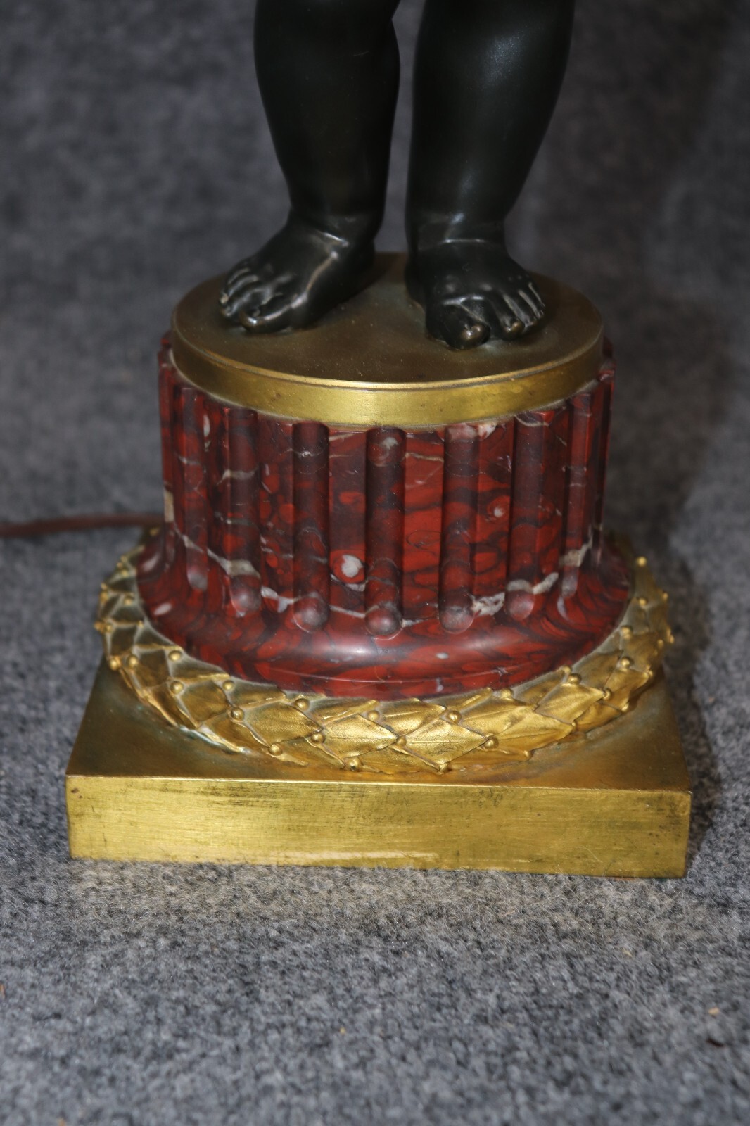 Pair 19th C Bronze Dore’ Cherubs Table Lamps Candelabra Manner Henry Dasson