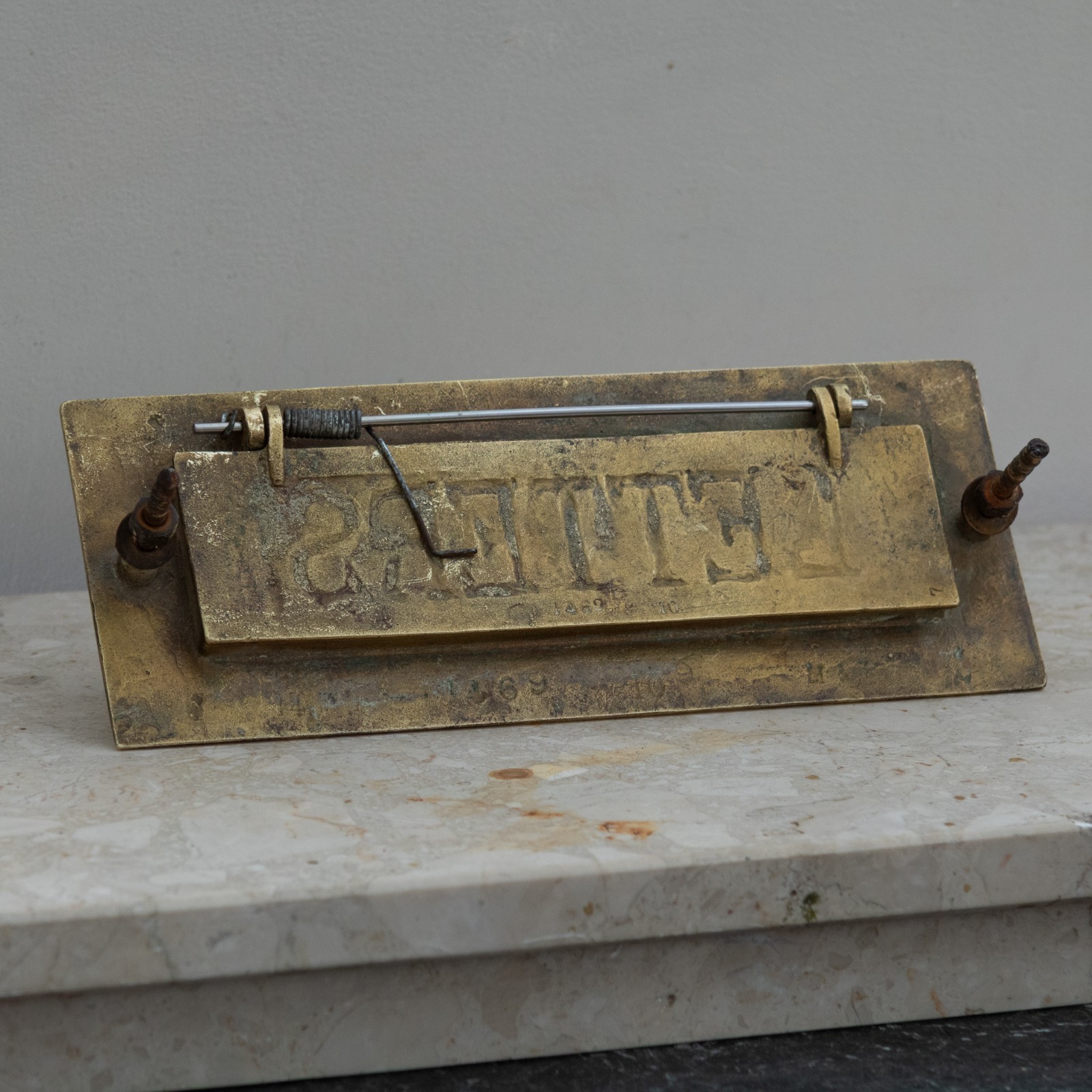 Large Brass Letter Box, Late 19th Century, new spring, ready to fit
