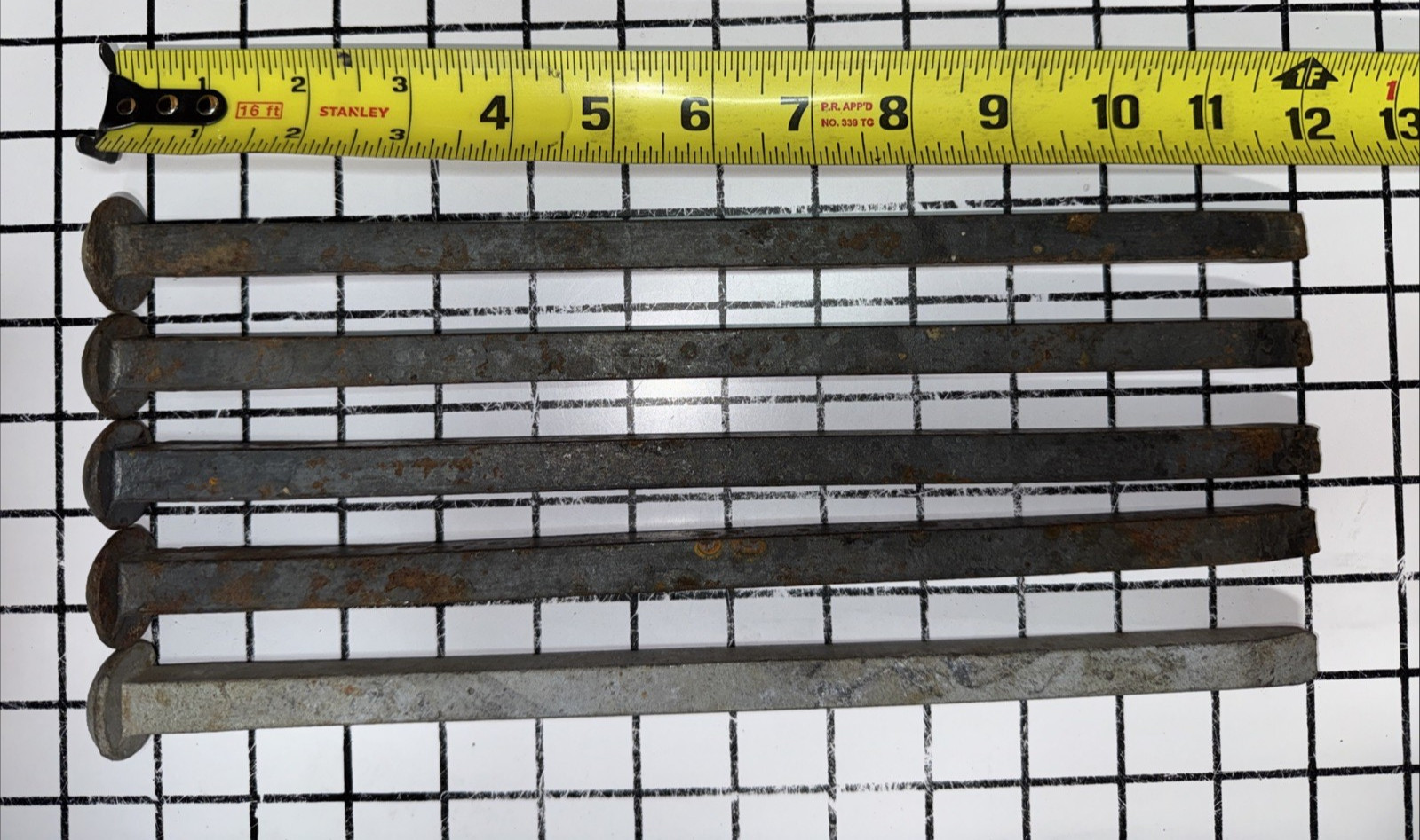 5- 1/2″x12″ SQUARE STEEL WOOD DECK BOAT NAILS. 12 inch spike Vintage