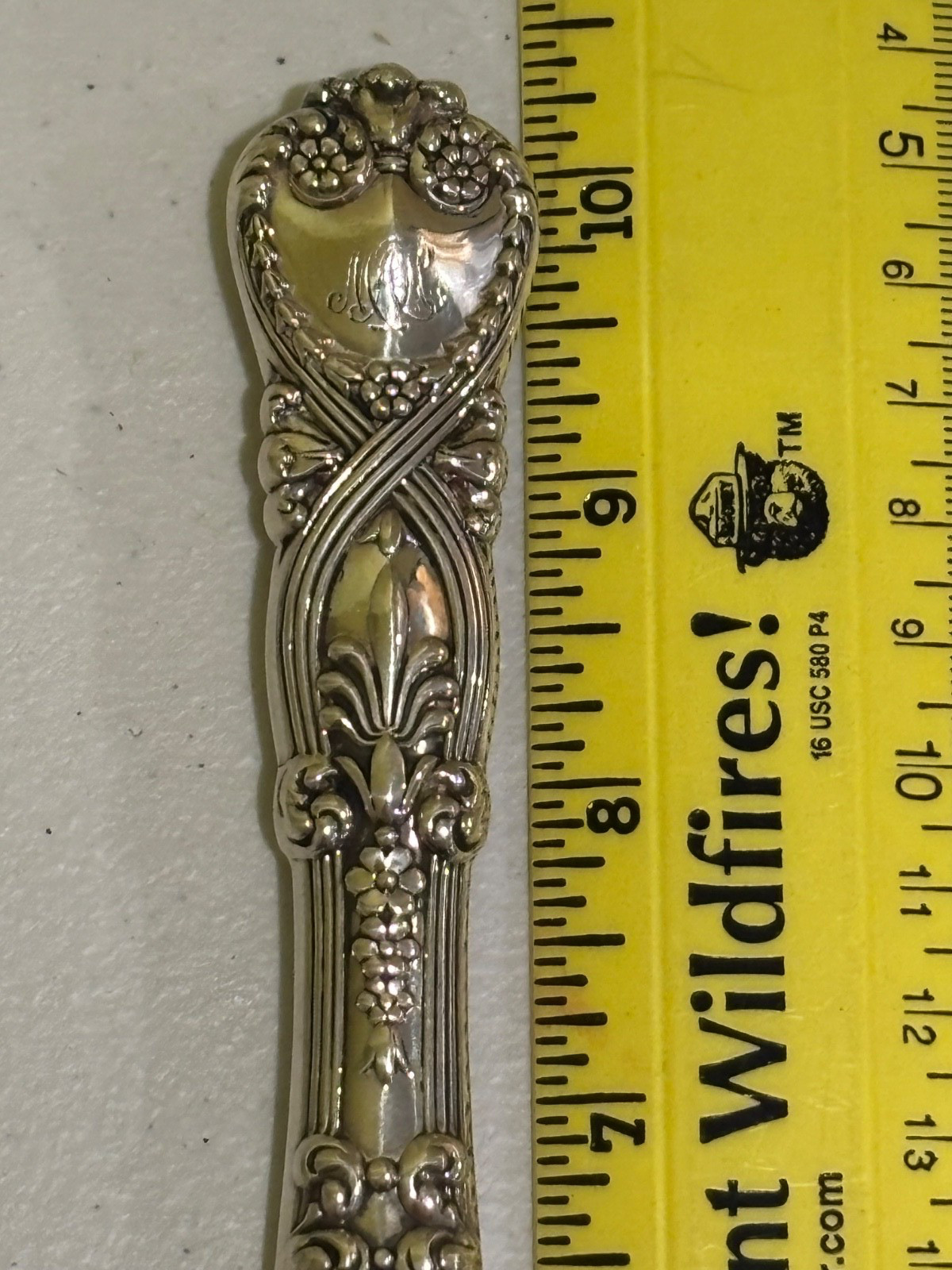 Tiffany St. James pattern sterling silver 10.25” dinner knife mono MYC