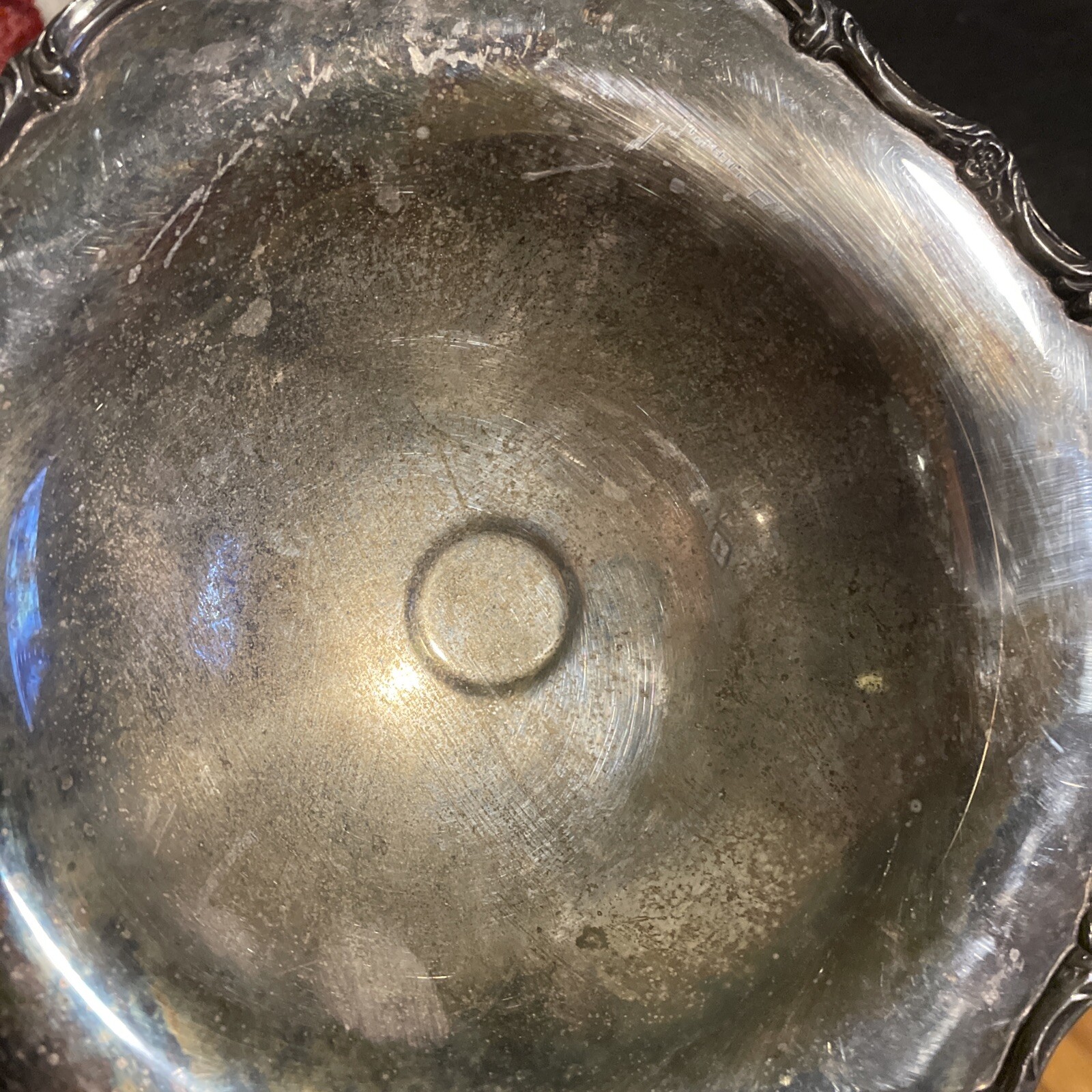 Vintage Silver Serving platter For Candy Or Appetizers Diameter 7″ Tall 5-1/2″