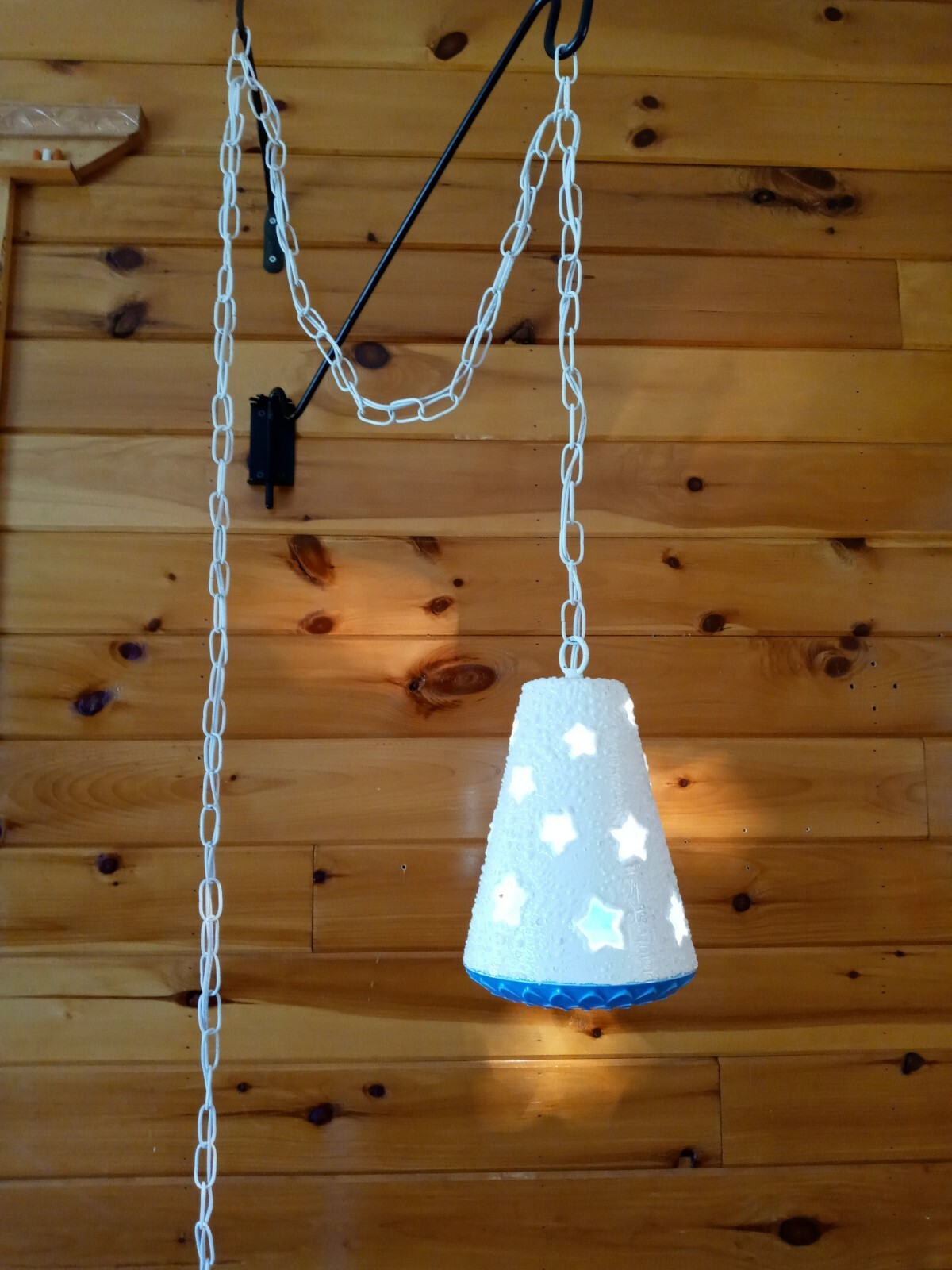 Vintage 1950s 60s Ceramic Hobnail Mid Century Modern Swag Light Lamp Retro Stars