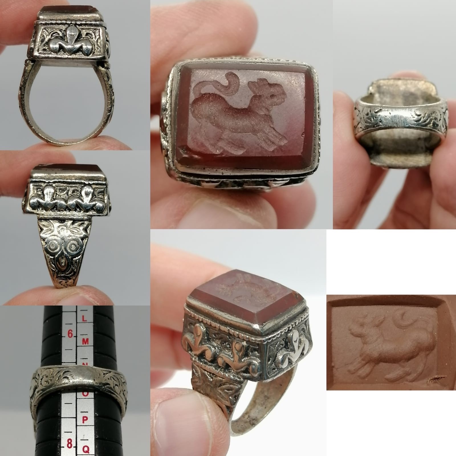 Afgha old antique agate stone intaglio seal stone lovely ring