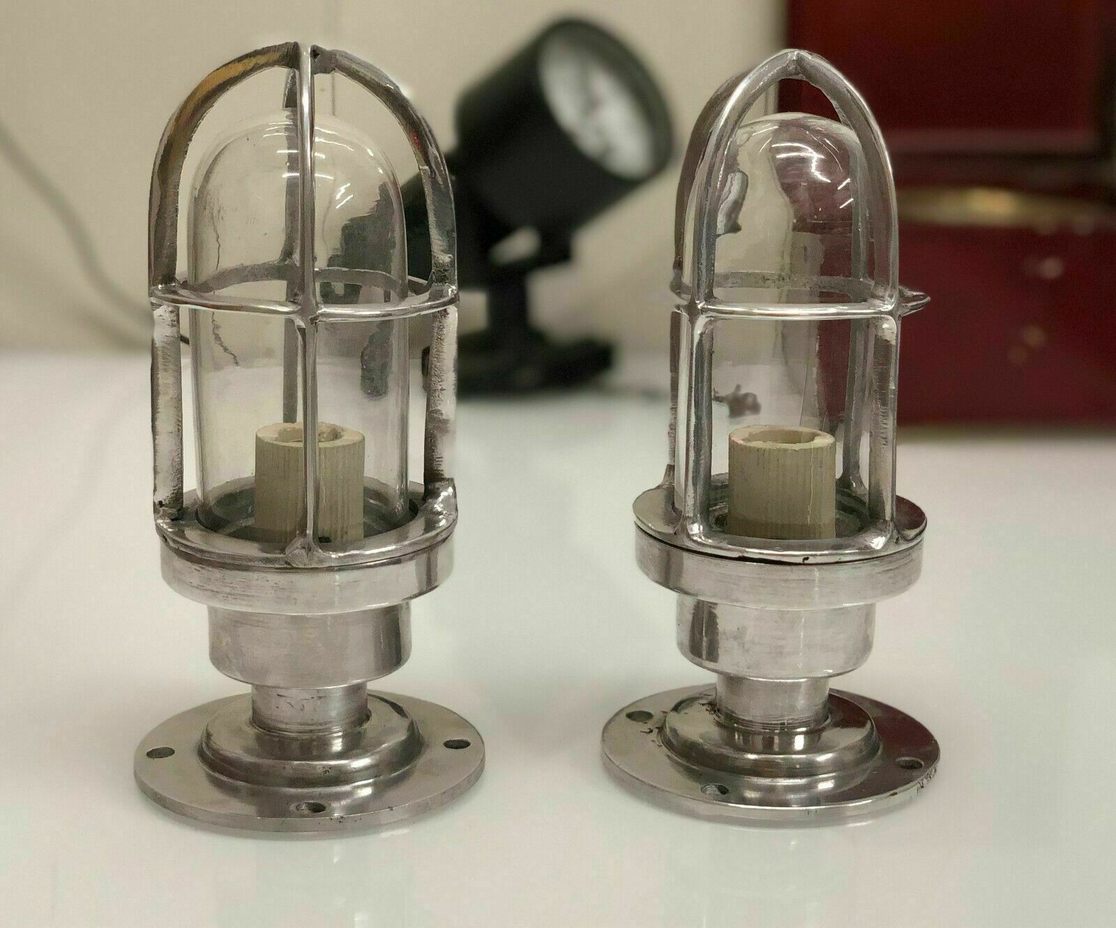 New Aluminum Nautical Bulkhead Post Mounted Light Fixture – Set of 2