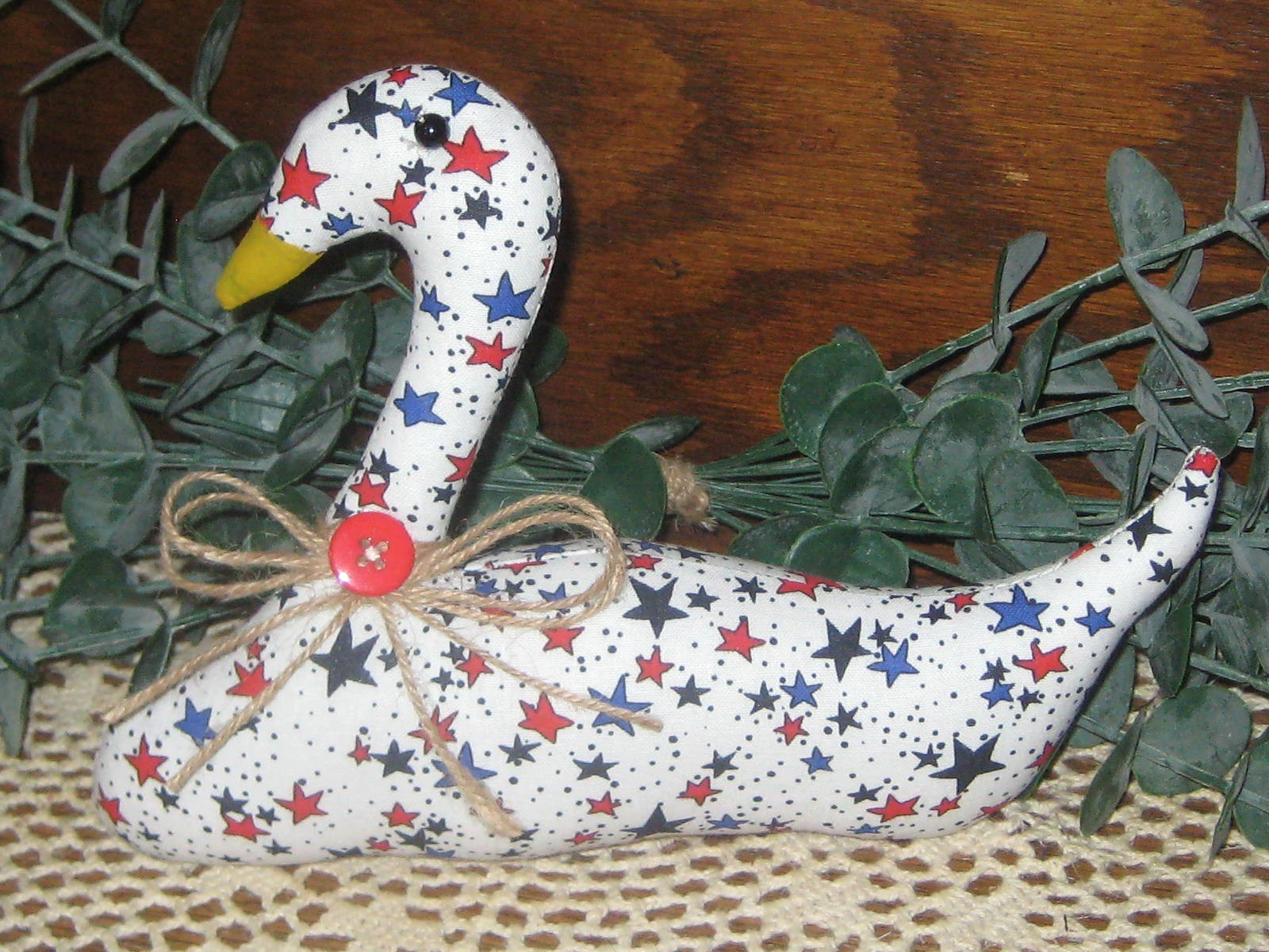Patriotic Home 3 Fabric Swans Bowl Fillers Handmade Gift 4th of July Centerpiece