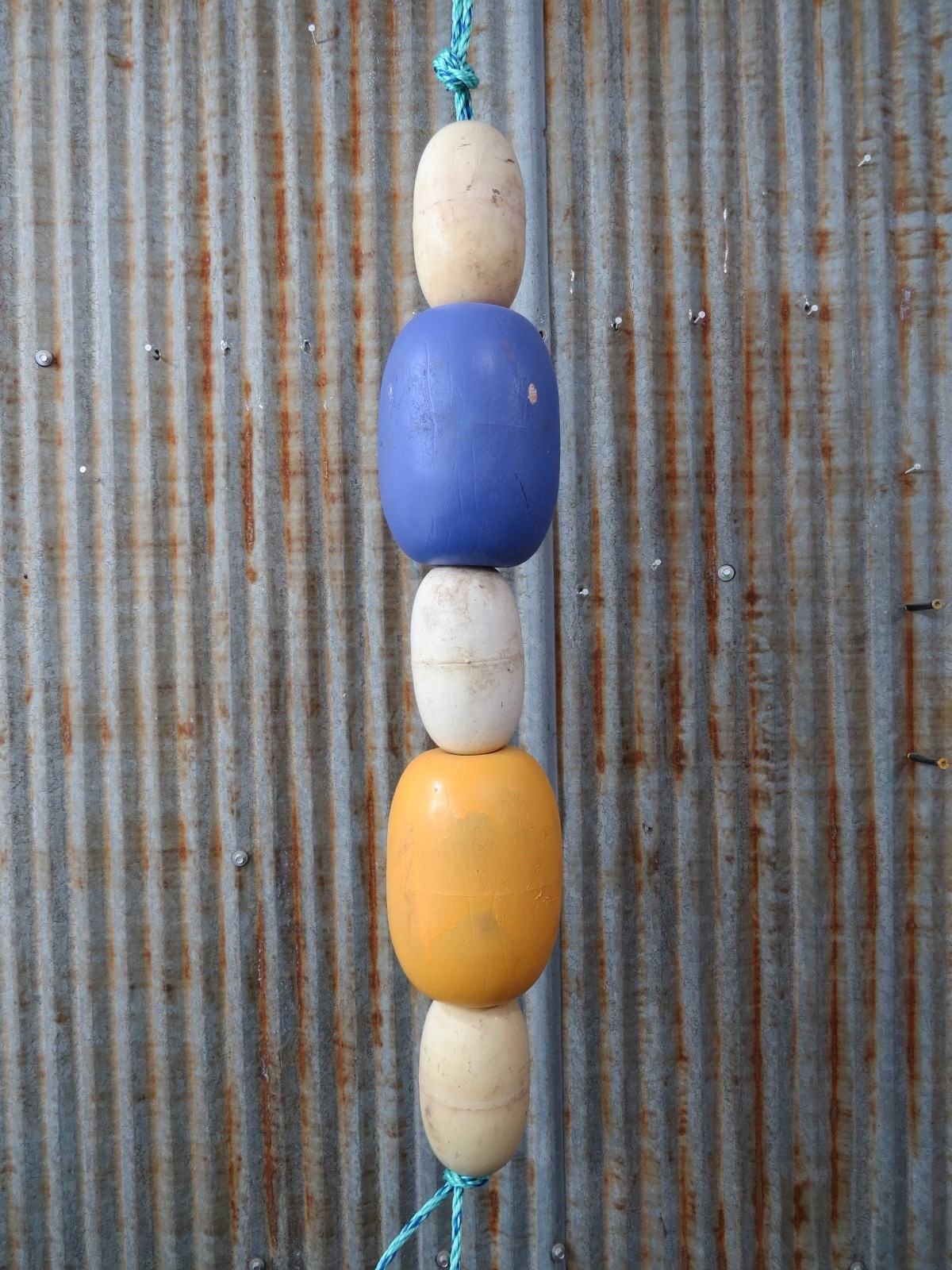 5 Old Fish Net Floats 26 Inches Long Fishing Buoys Bouys Tiki Hut Bar -(SF24)