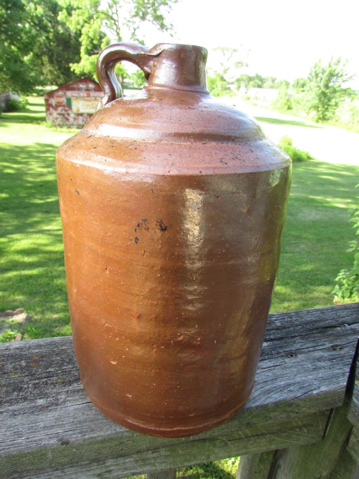 19th Century SOUTHERN Stoneware Jug ALKALINE Salt & PEPPER Glaze w/TURKEY Drops