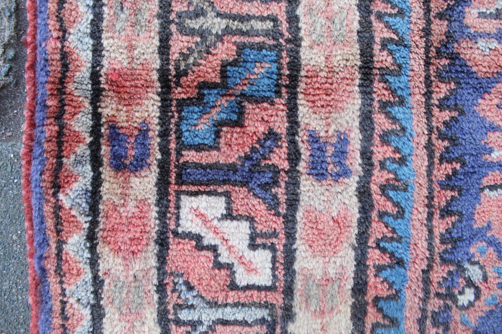 Vintage Hand Made Traditional Oriental Wool Blue Red Long Rug Runner 292x104cm