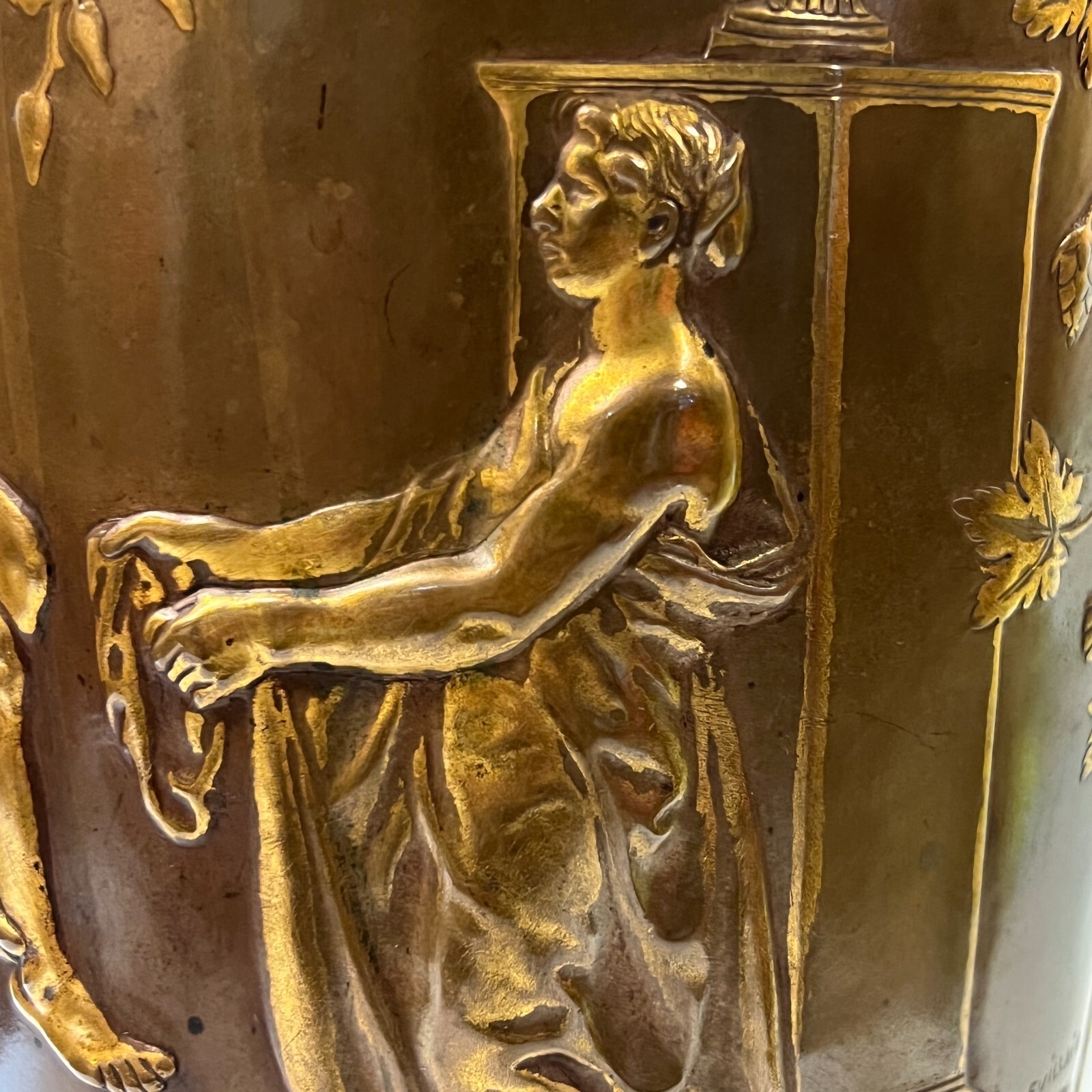Barbedienne Bacchanalian Bronze Vase by Ferdinand Levillian