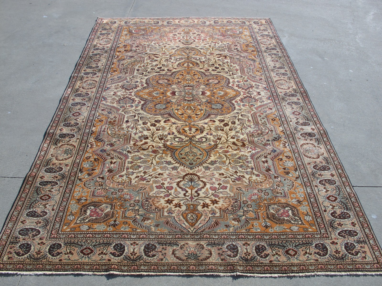 Antique Traditional Rug 6×10 Large Floral Turkish Rug 6.4×9.6 Muted Distressed