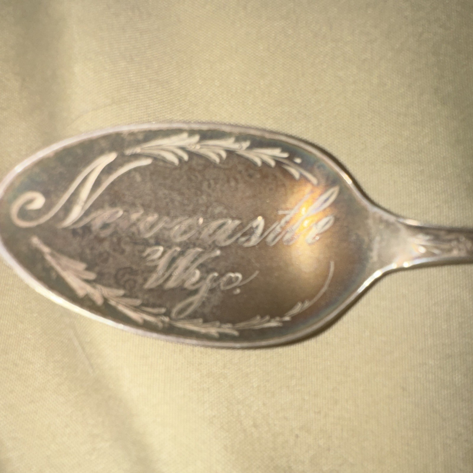 Antique E.L. Deacon Sterling Silver Newcastle Wyo Souvenir Spoon Art Nouveau