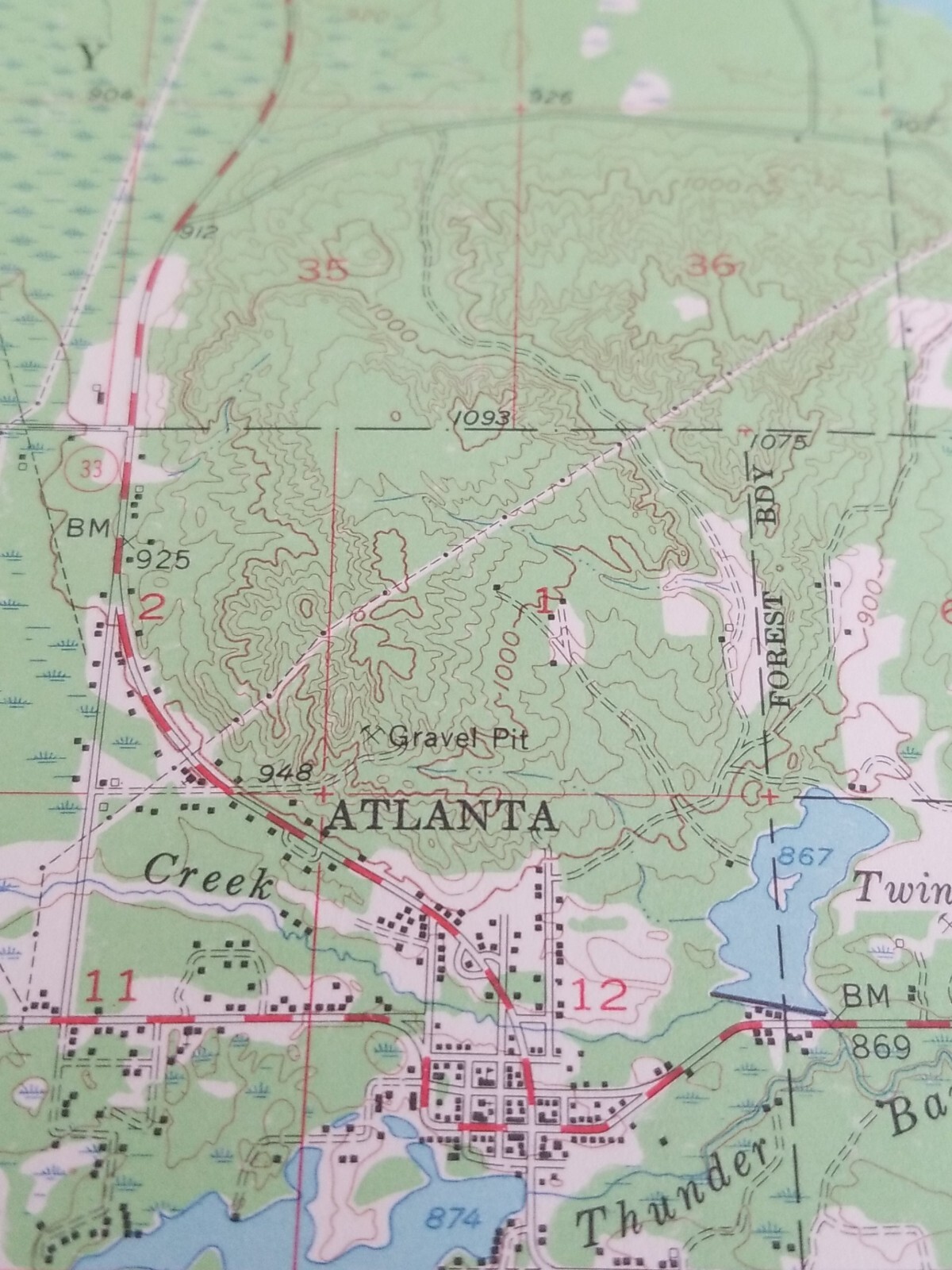 ATLANTA MICHIGAN ORIGINAL 1955 USGS QUADRANGLE 17X21 MAP EXCELLENT CONDITION