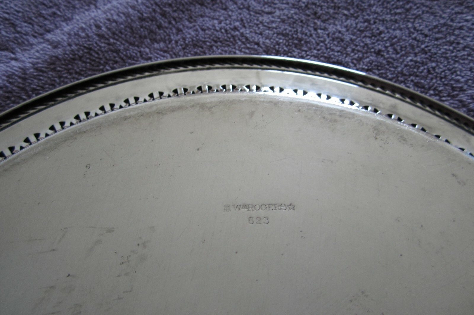 WM Rogers 623 Eagle & Star Marks Silver Serving Tray Victorian Rose Vintage 12″