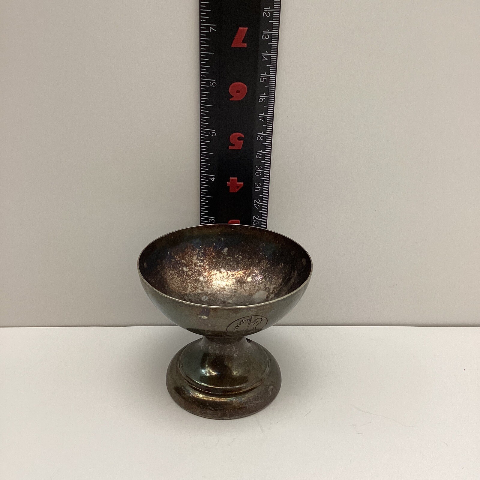 Grand Silver Co Wear Brite Nickel Silver Cup Sm Vtg Engraved Seahorse & Stamped