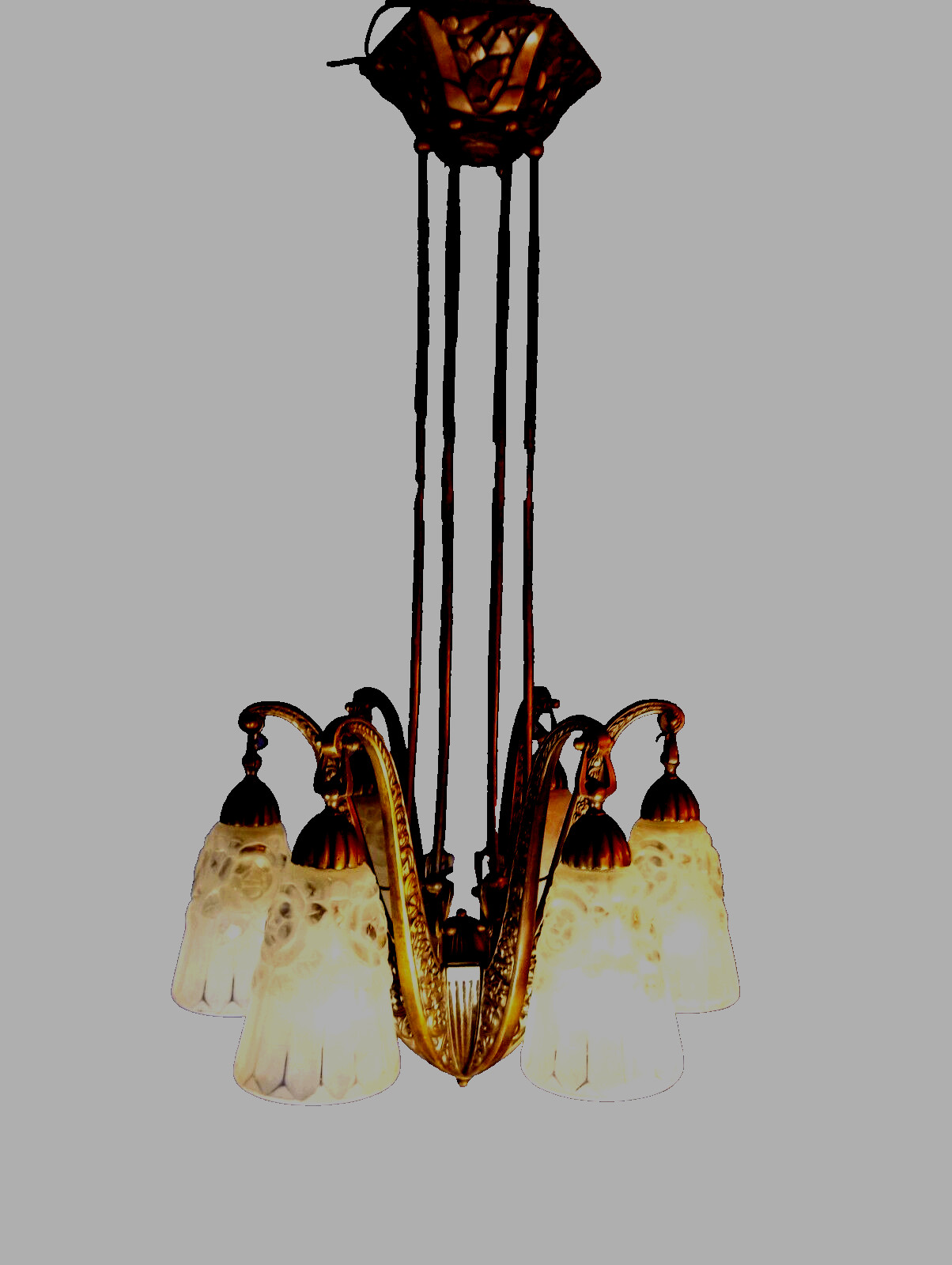 Original,- french ” Art Deco ” ceiling – lamp – sidned ” Degue ” – 1920/30