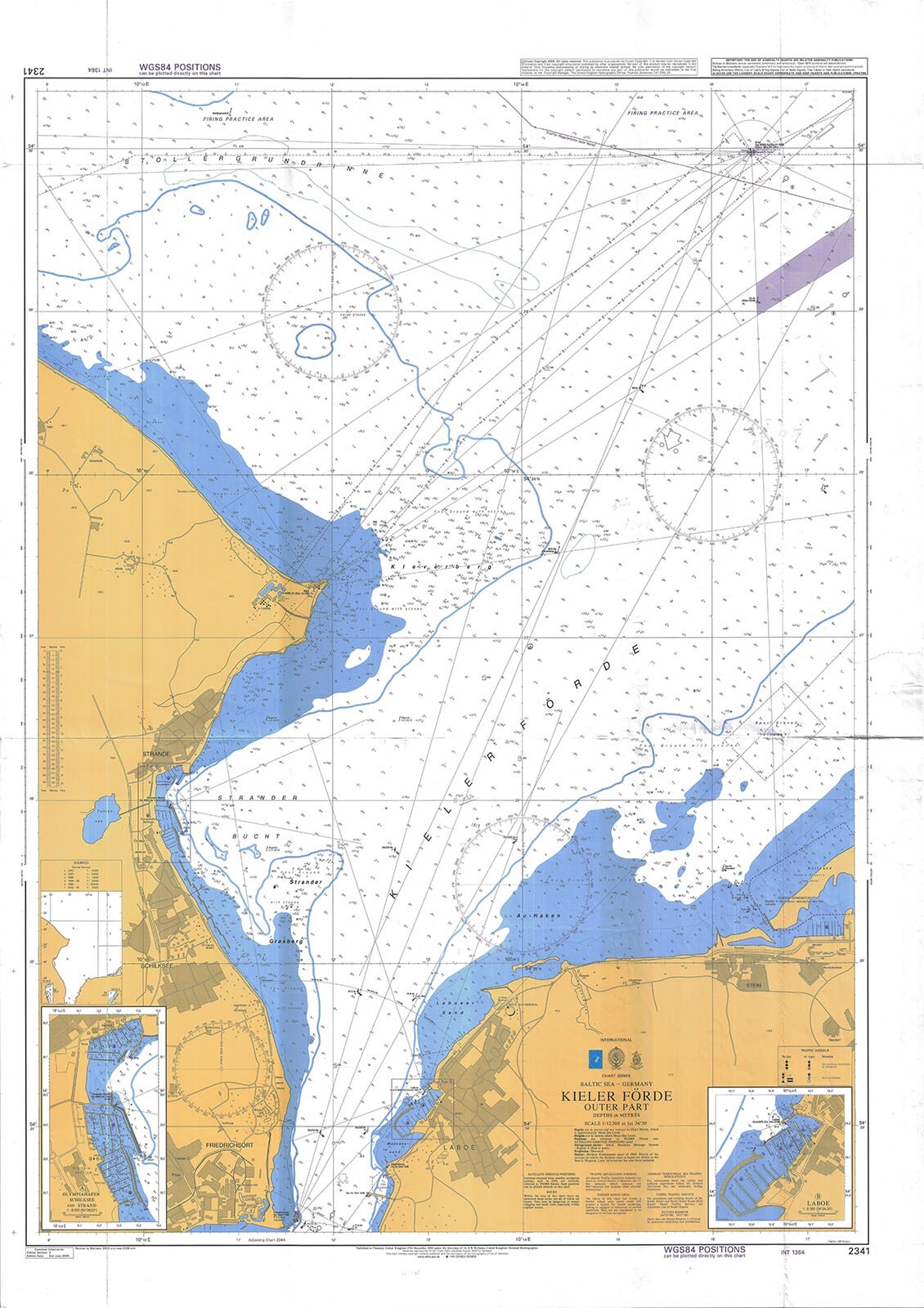 Admiralty 2341 Baltic Sea Germany Kieler Forde Outer Part Chart Map Marine Wall