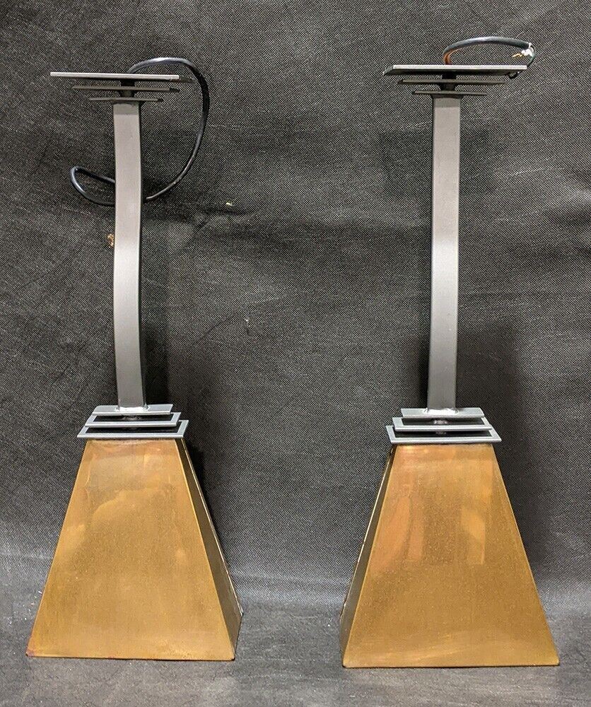 2 Beautiful Hard Wired, Copper Based Shade Pendant Lights Art Deco / MCM