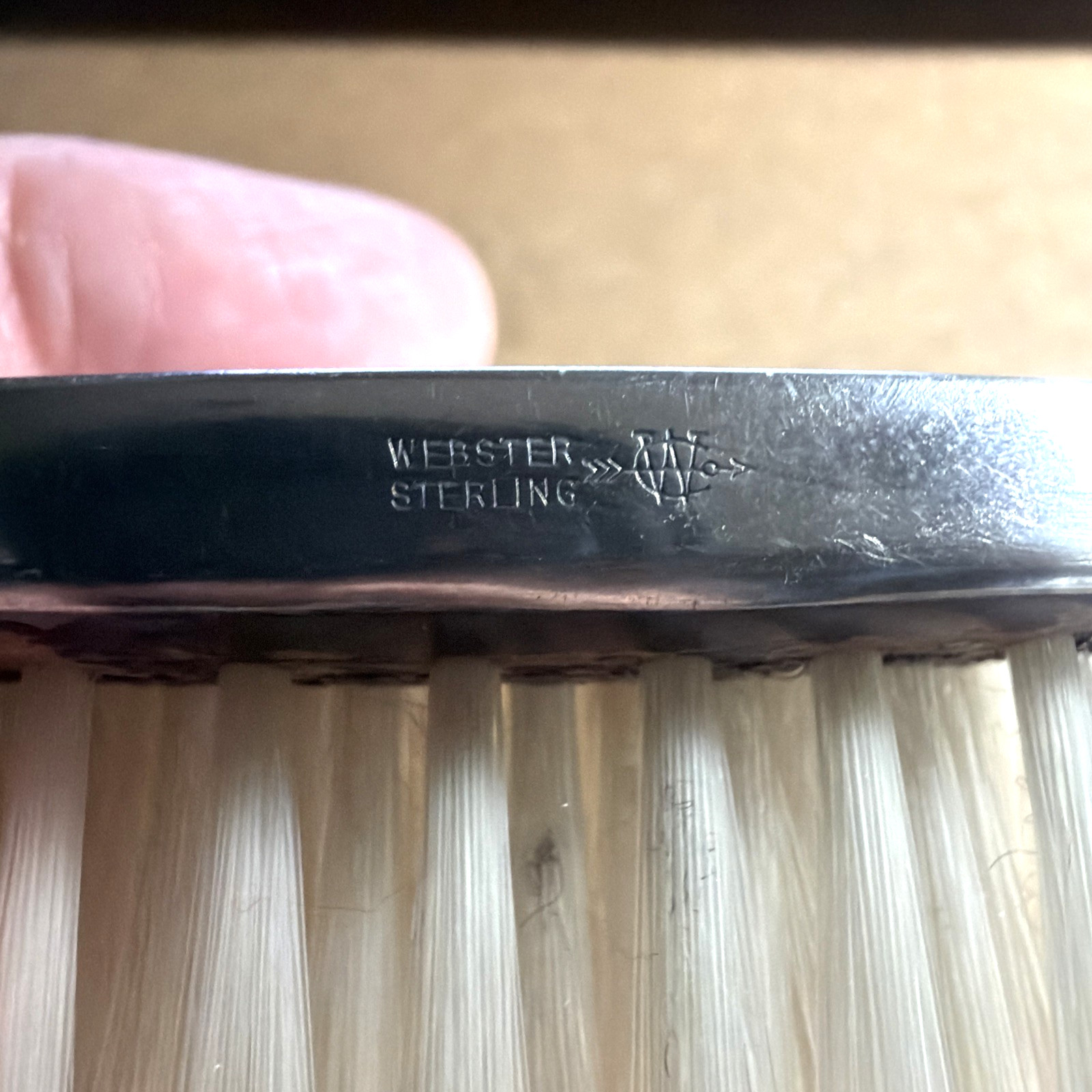 Vintage Webster Sterling Silver Clothes Brush Minimalist Beaded Border