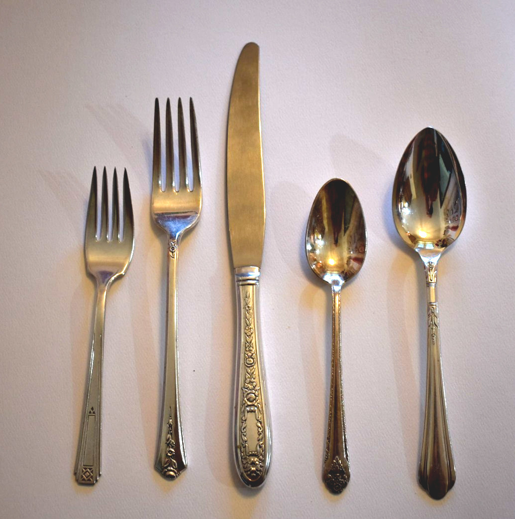 Vintage Silver Plate Flatware Place Settings Curated 5 Piece Sets Each Unique