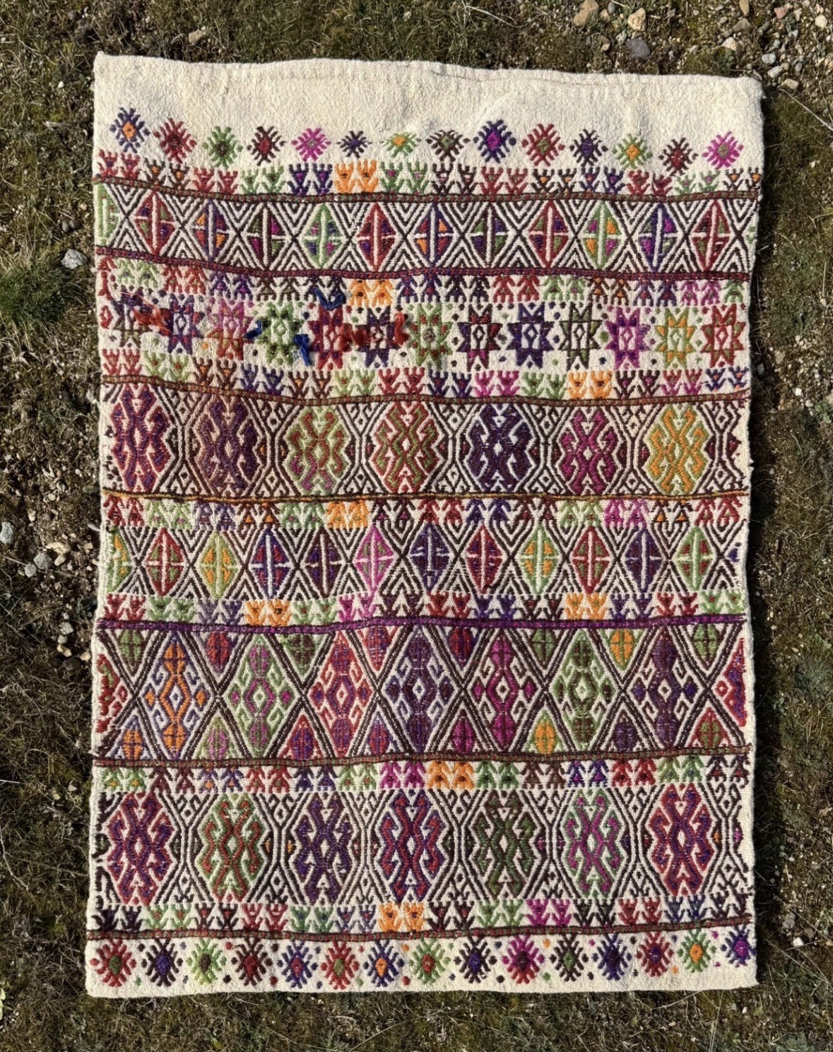 Yörük Tribal Women’s Embroidered Kilim Dowry Bag Afyon Turkey (138 cm x 100 cm)