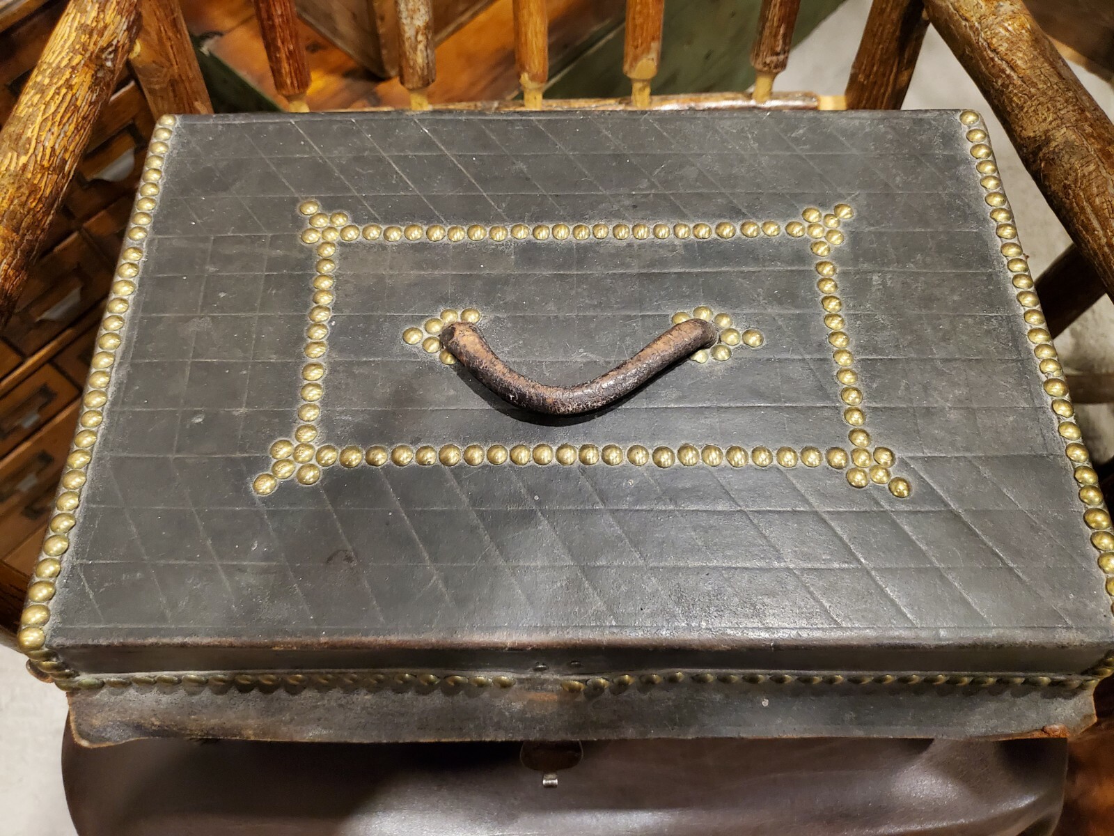 Antique Leather Box Horace Rice Harness Maker No 30 Hanover Street Boston