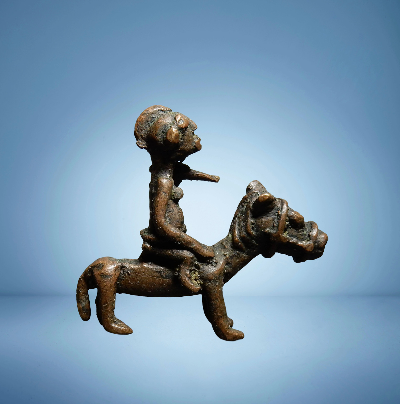 Rare Museum Quality African Antique Ashanti Bronze Gold weight a Horse Rider