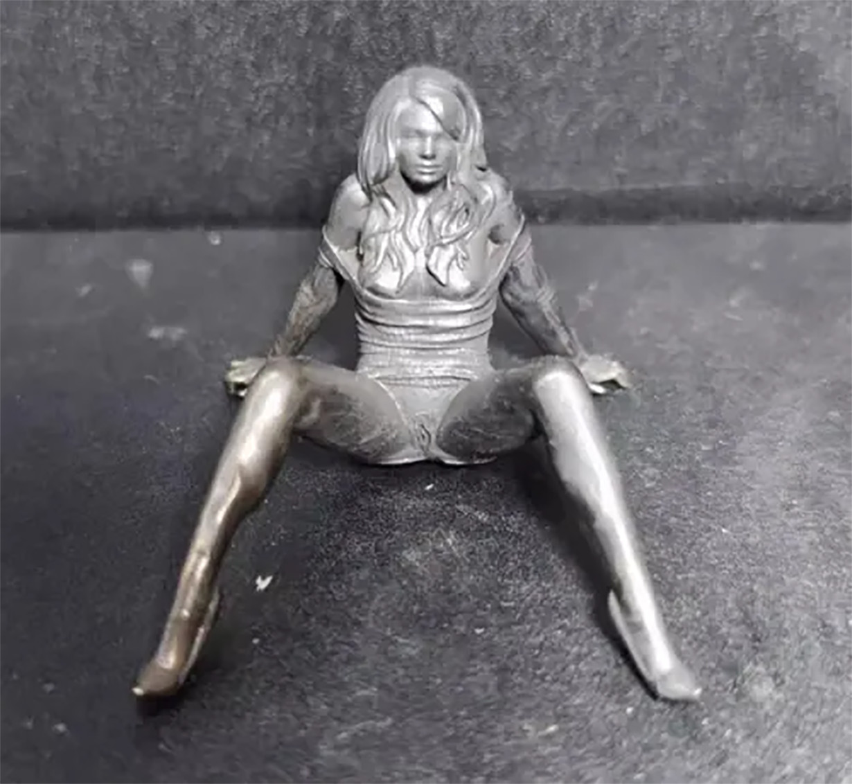 Black Solid Copper Temptation Girl Statue Art Beauty Open Legs Body Decor