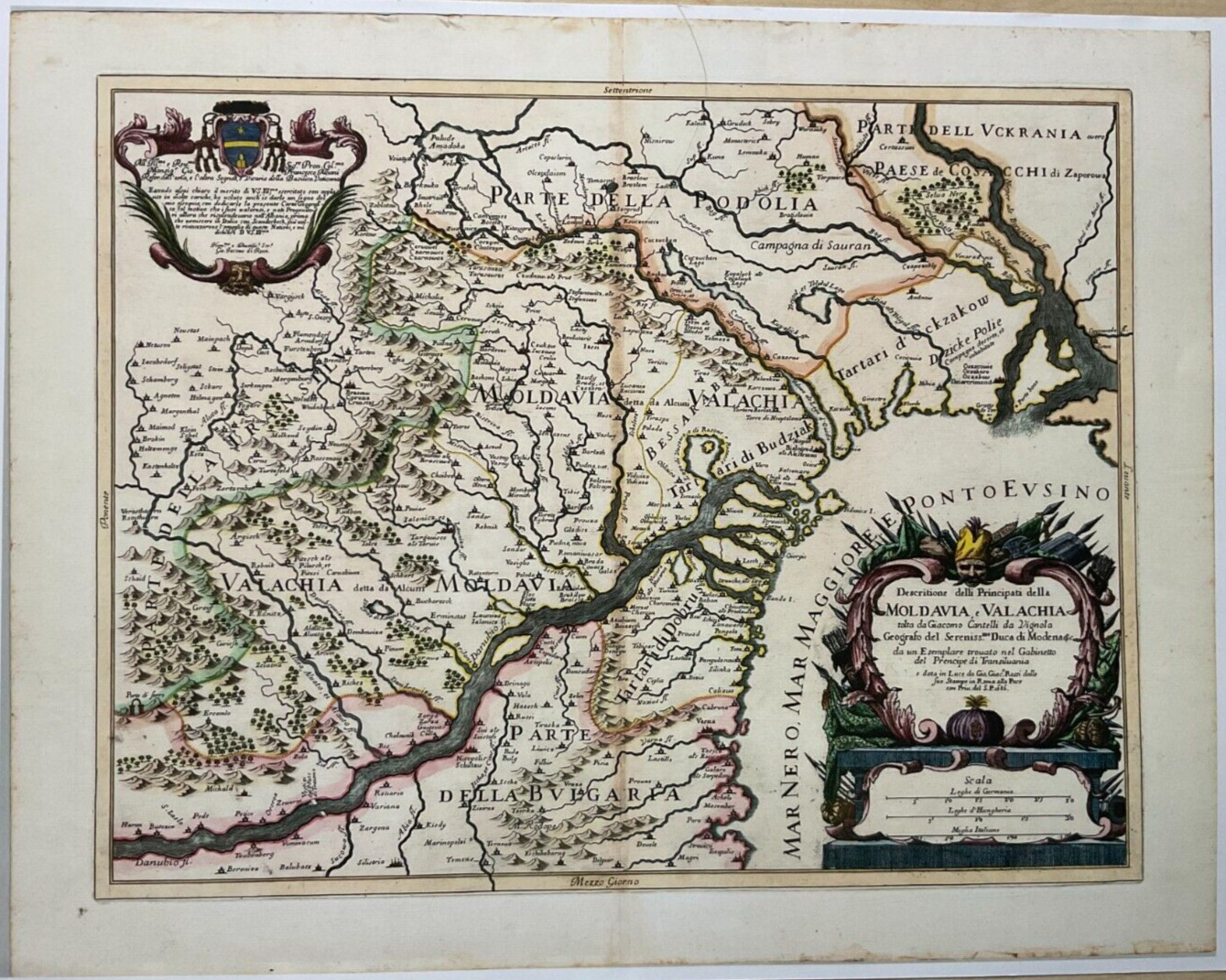 Romania Giacomo Cantelli da Vignola – Map of Moldavia and Wallachia – Reprint A3