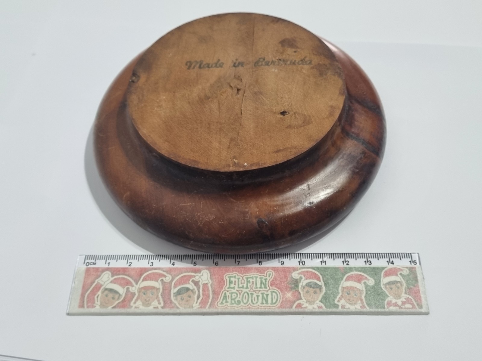 Vintage Sterling Silver 1964 Bermuda One Crown Mounted Wooden Bowl RARE