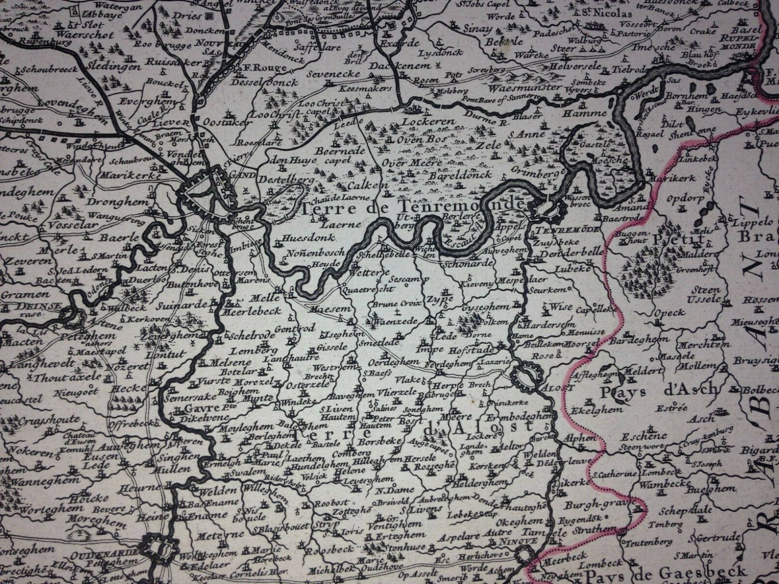 FLANDERS DATED 1704 GUILLAUME DELISLE LARGE ANTIQUE ENGRAVED MAP 18e CENTURY