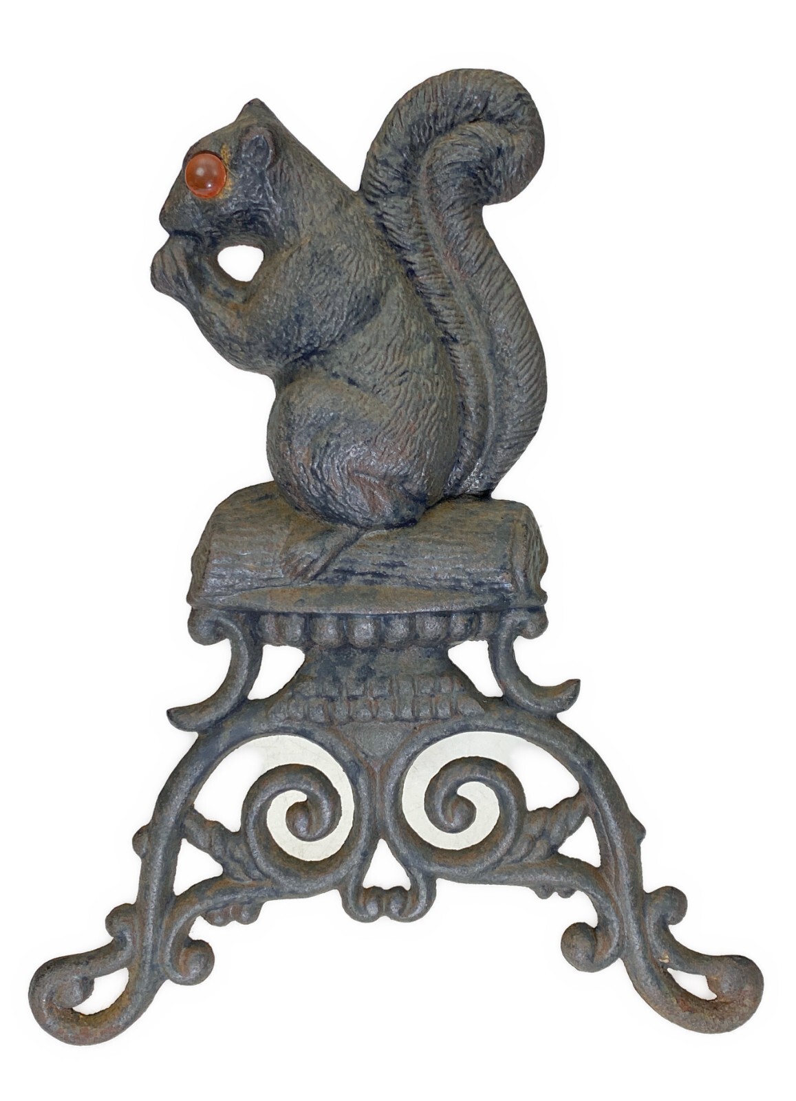 12.5” Squirrel Cast Iron Easel Yard Art Folk Art Primitive Collapsible Easel