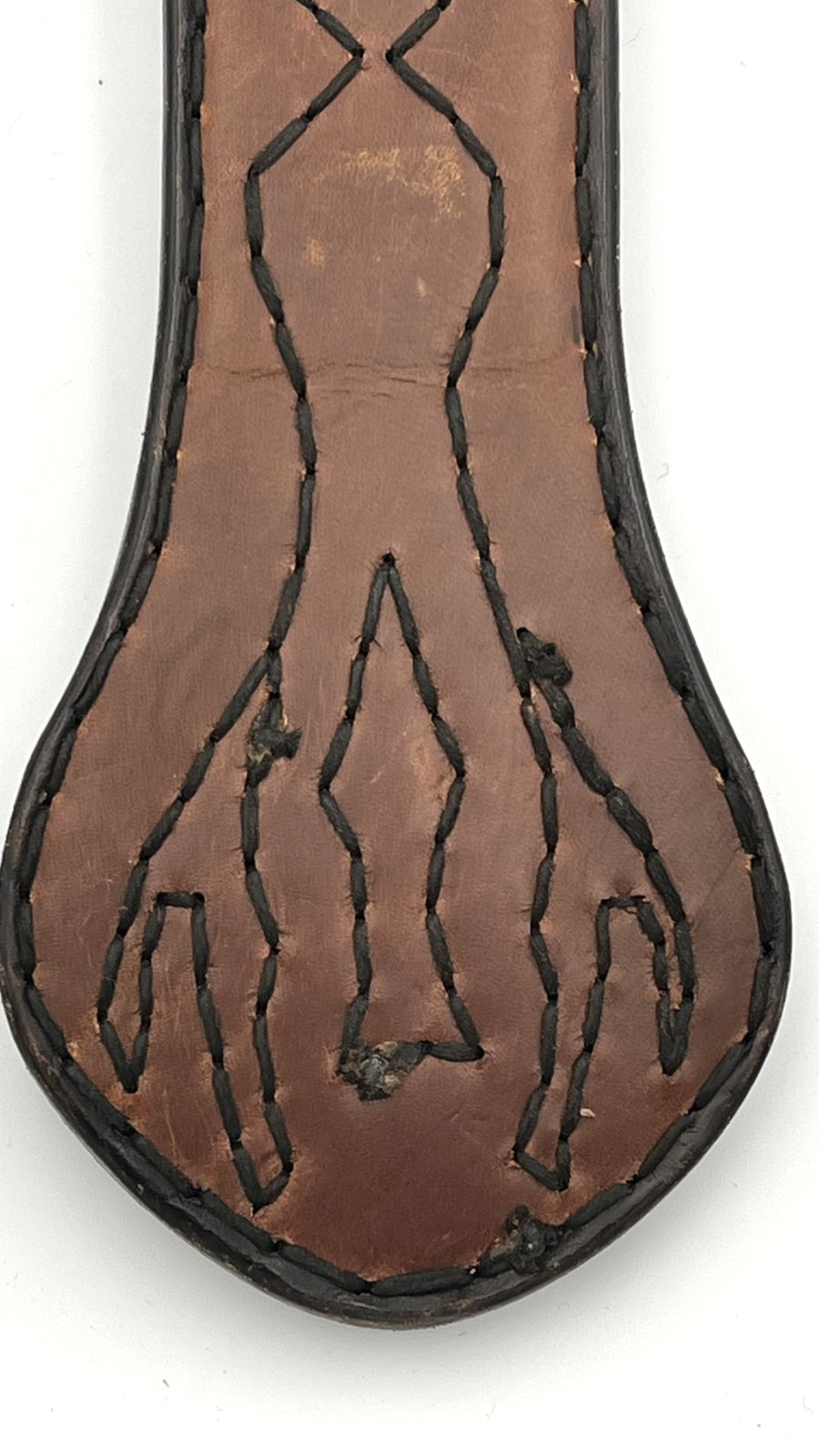 Signed Dated 1975 Hand Tooled Leather Artisan Mirror Numbered #42 Folk Art
