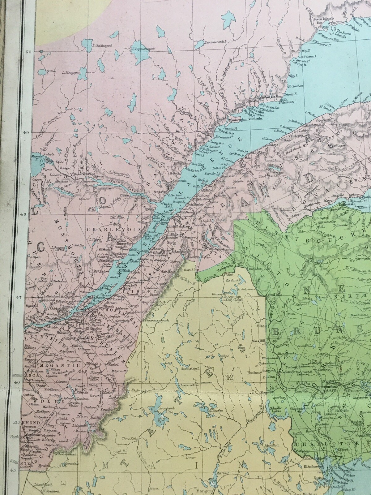 1864 Eastern Canada Large Antique Map by John Bartholomew 69 cm x 54 cm