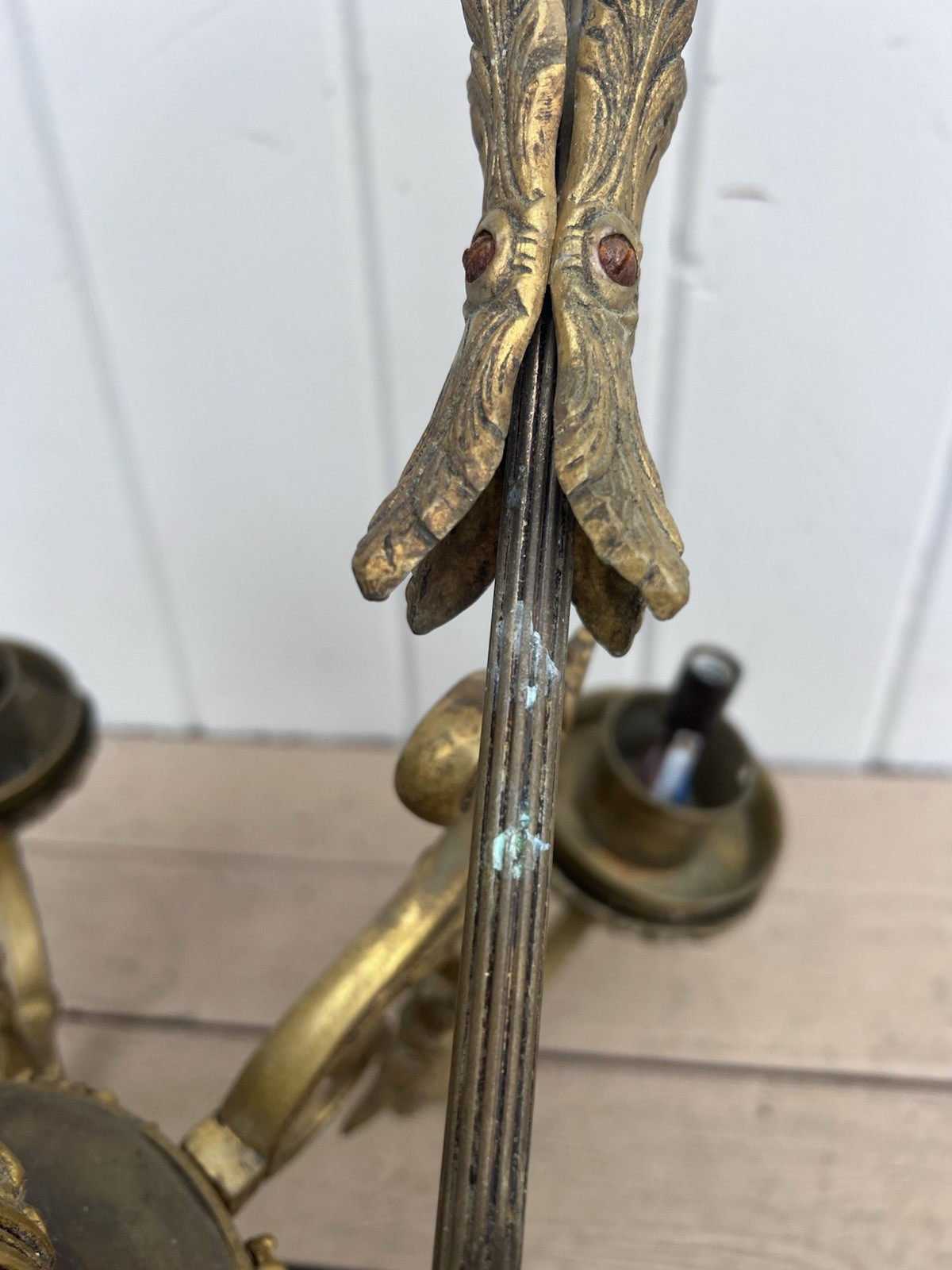 Vintage brass Large chandelier light Hollywood Regency Castle Victorian Spanish