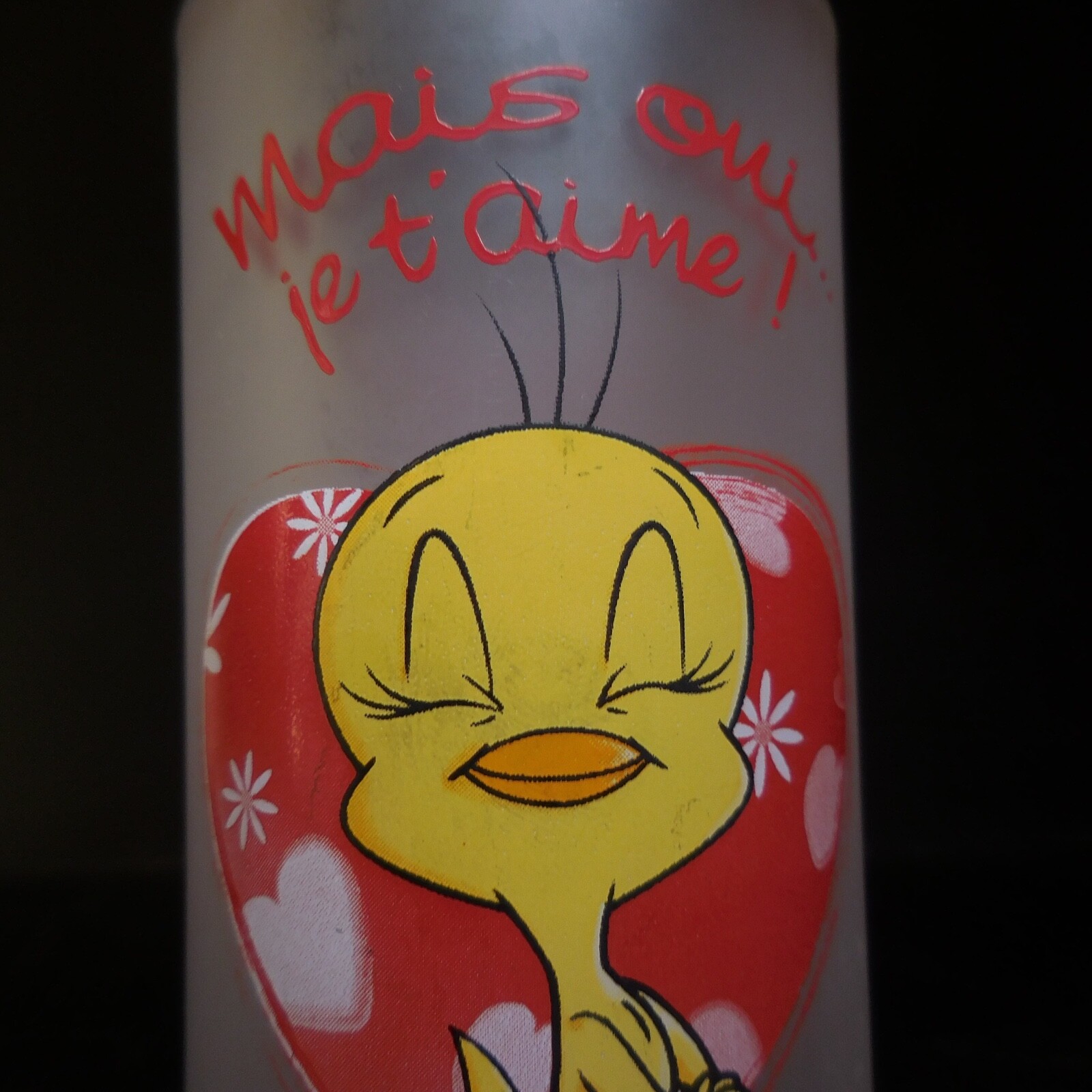 N23.270 Art Deco Table Glass Warner Bros Titi White Opaque But Yes I Love You