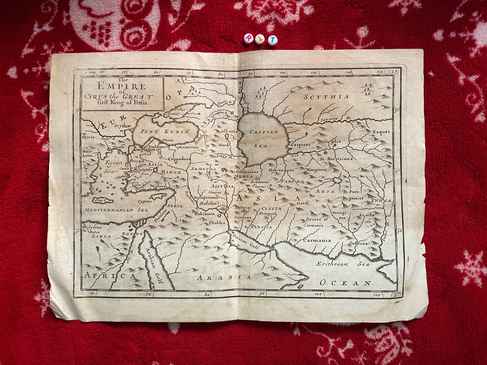 1728 VERY RARE Herman Moll Map , Genuine, cartography , Cyrus The Great