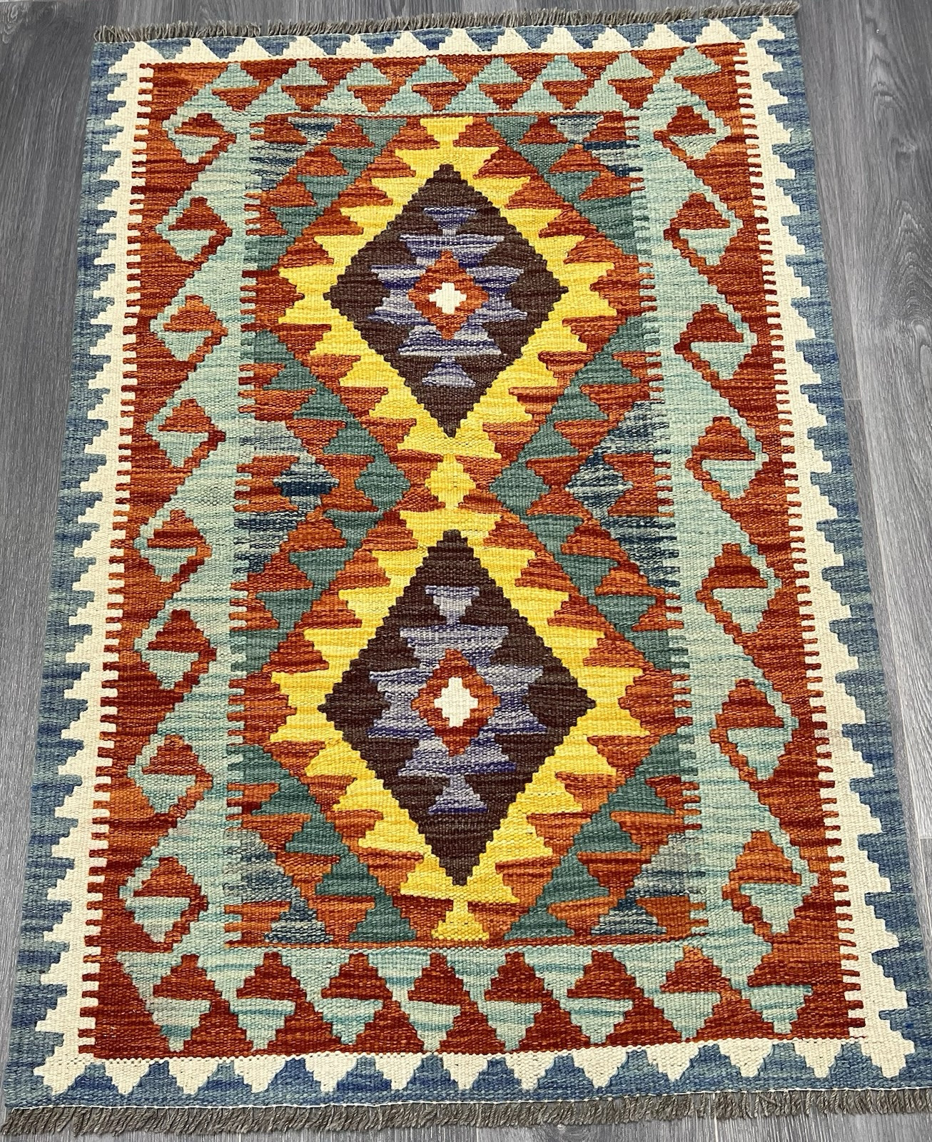 Vintage Kilim Traditional Hand Made Oriental Wool Kilim 3ft11inx2ft7i 117cmx80cm