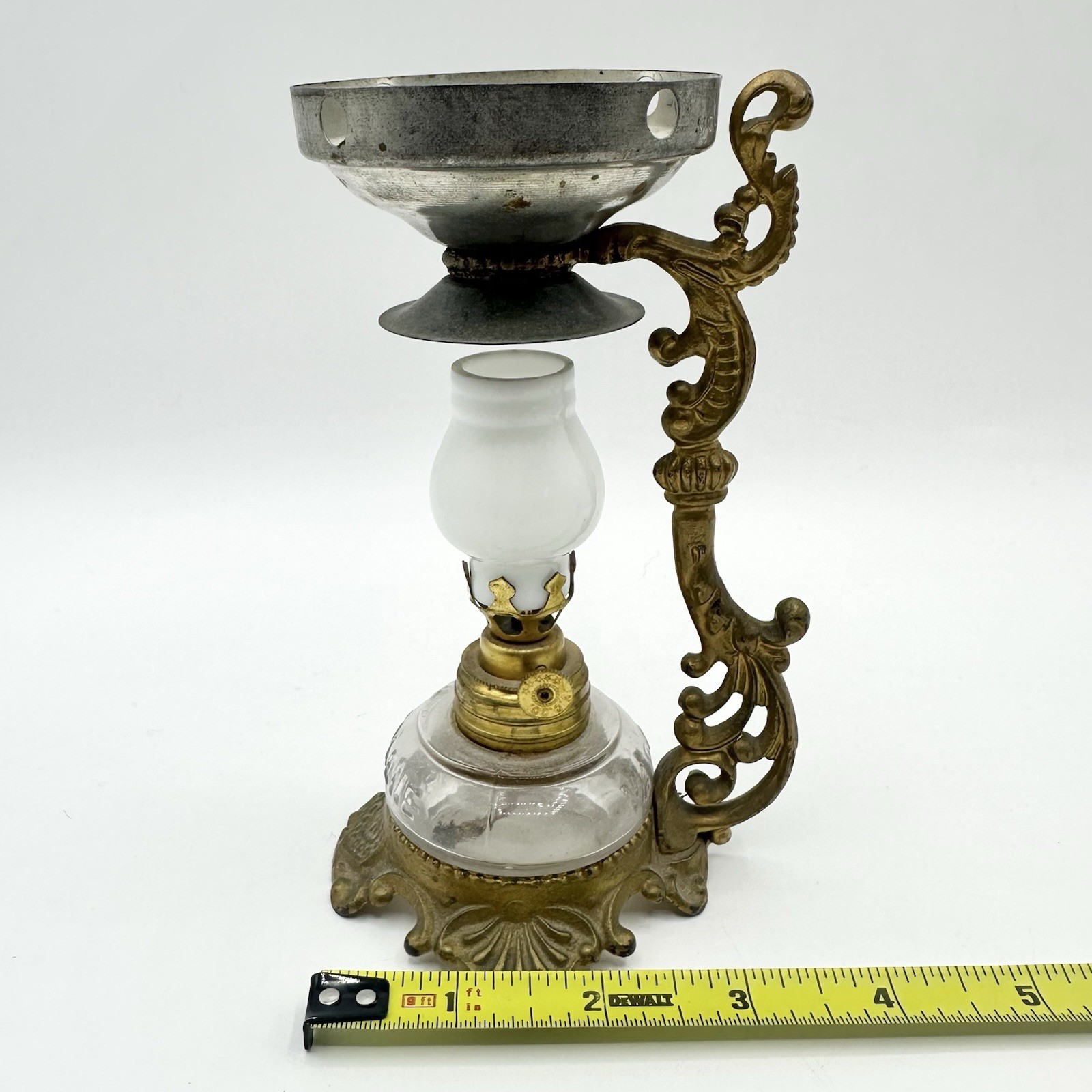 Antique 1900s 6″ VAPO Cresolene Kerosene Vaporizer Oil Lamp Medical Ornate Brass
