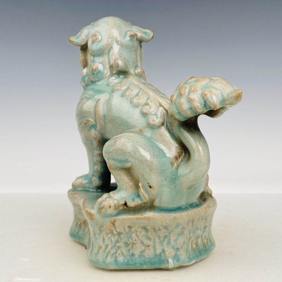 7.4″ Rare China Porcelain Song dynasty Ru porcelain lion a pair statue
