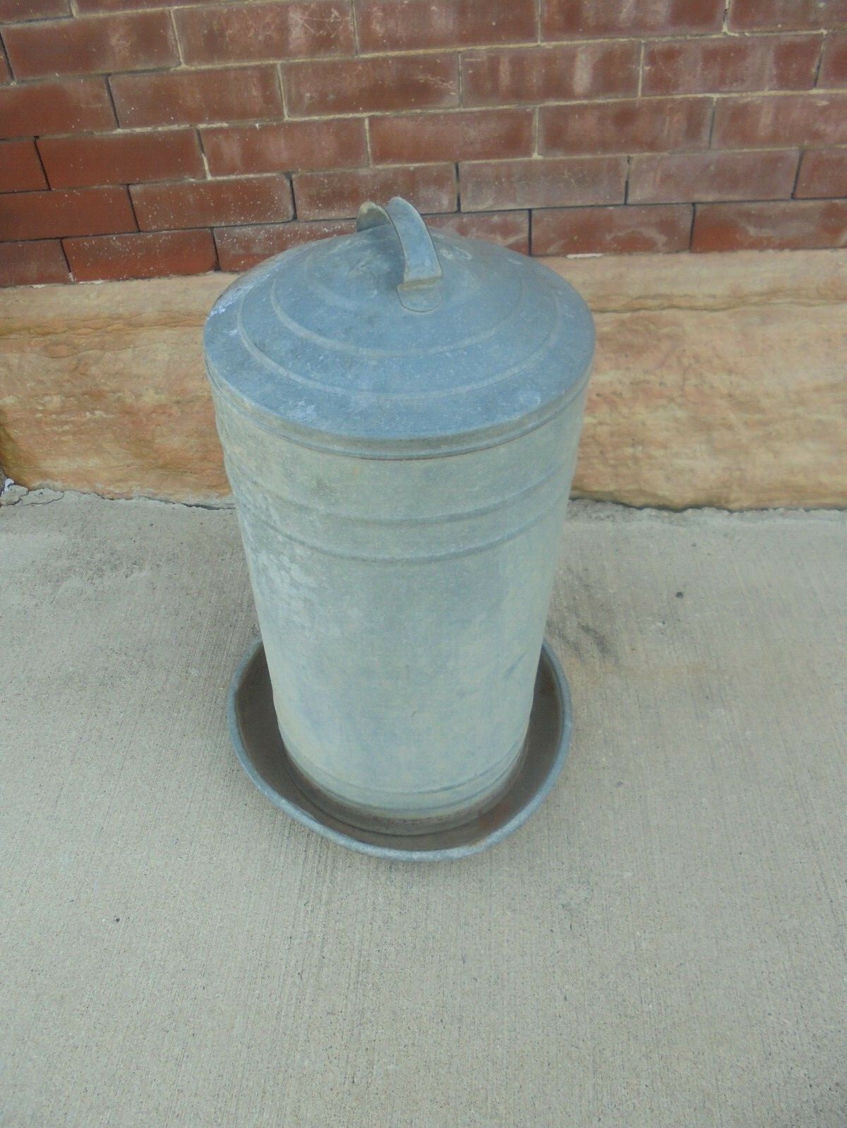 25″ galvanized metal chicken waterer pin holes yard garden industrial decor