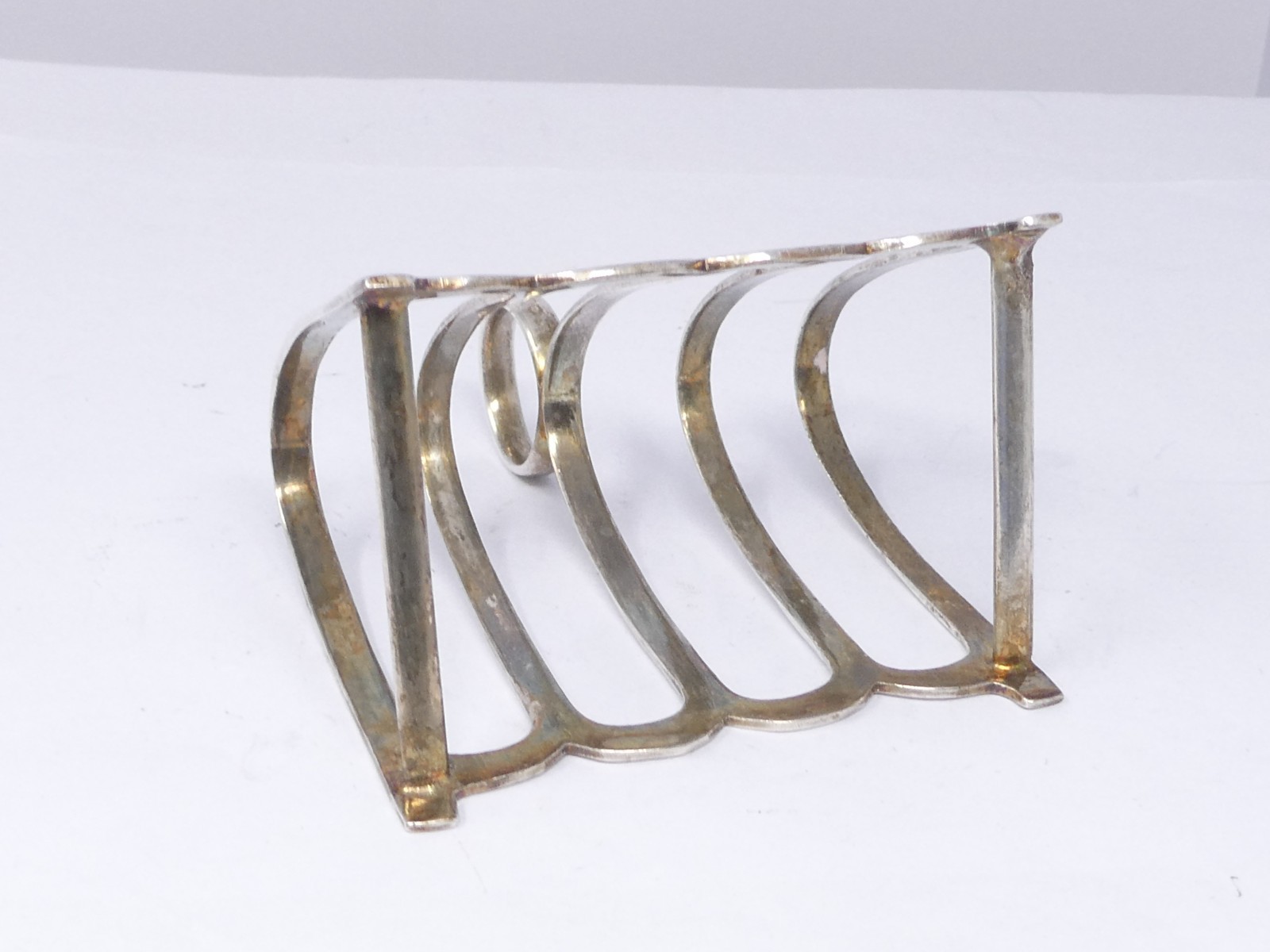 Small Toast Rack Silver Plated 4 Slice EPNS BHLTD Ring Handle Four Slot
