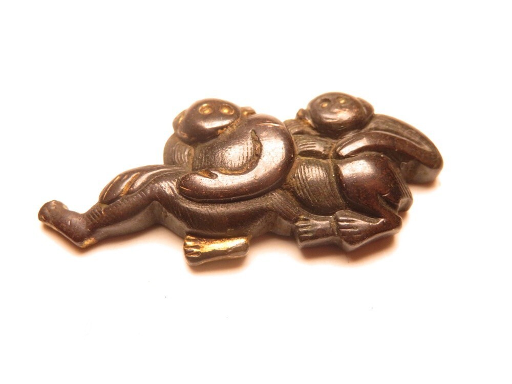 Edo peirod Japan antique shakudo monkey one kata Menuki sword katana fittings